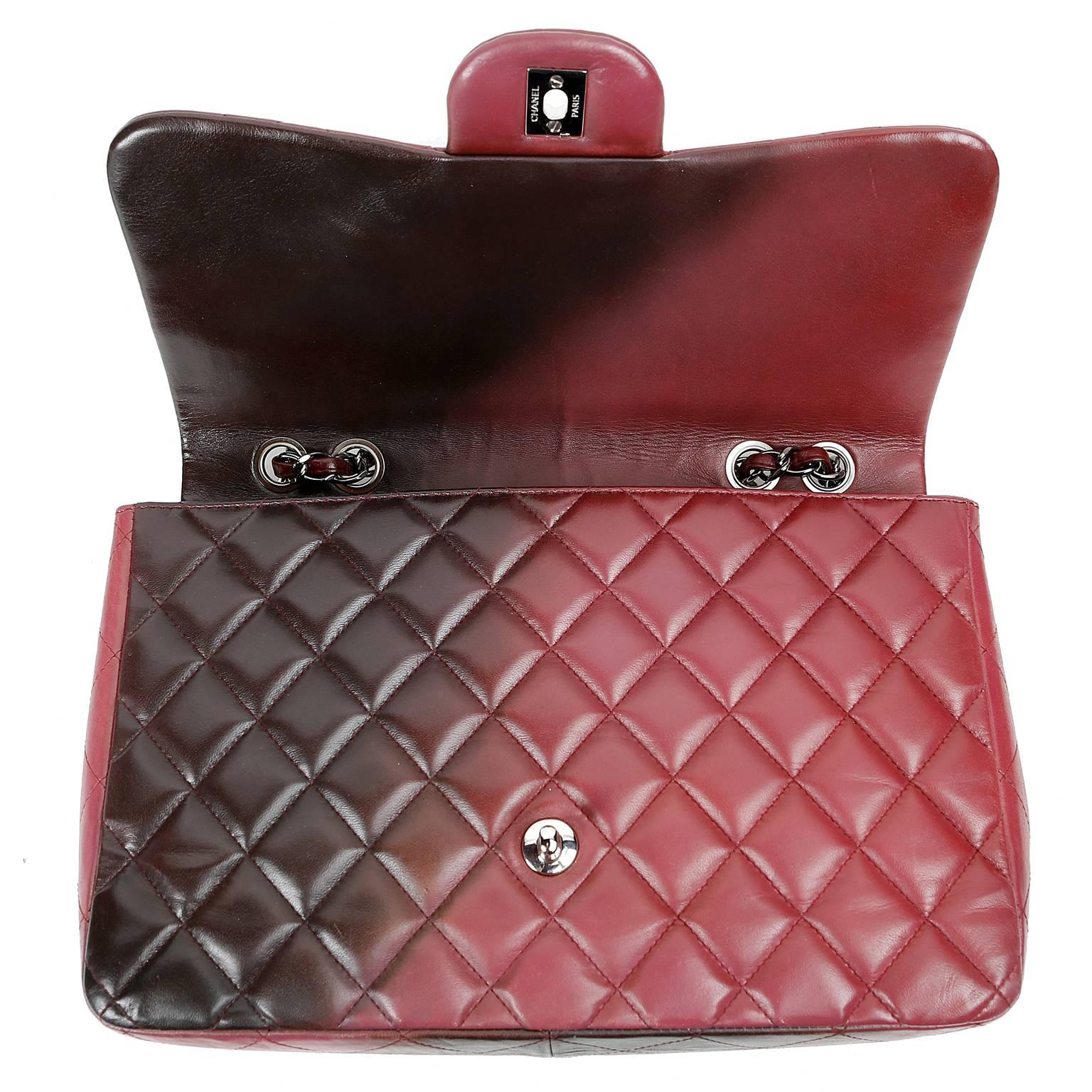 Brown Chanel Bordeaux Degrade Jumbo Classic Flap Bag