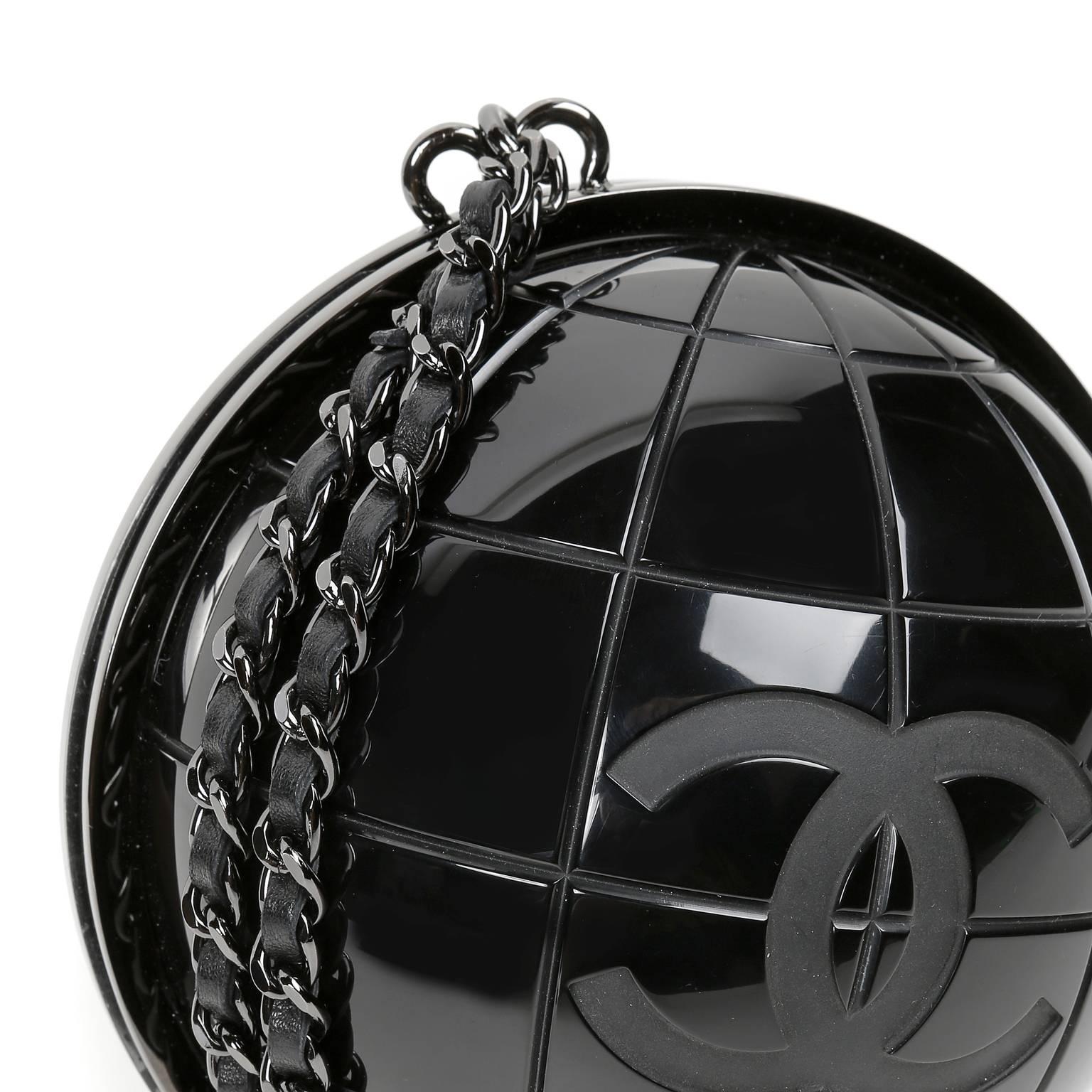 Chanel Black Globe Clutch- Runway collectible In New Condition In Malibu, CA