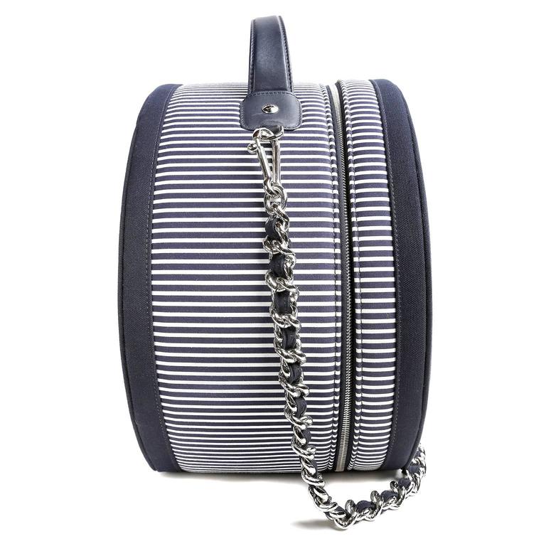 Chanel Navy Striped Hat Box Tote- Cruise 2010 Collection at 1stDibs