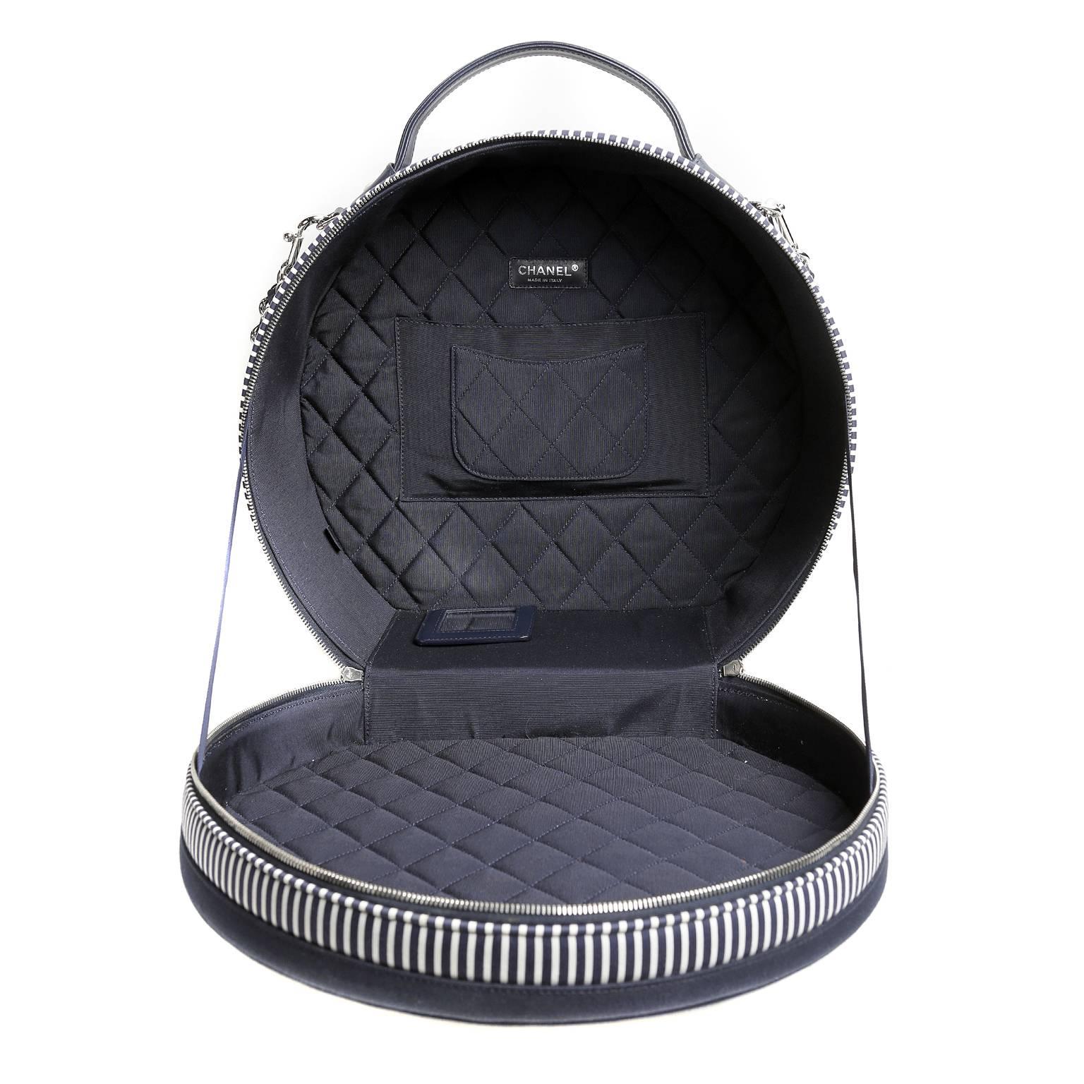 Black Chanel Navy Striped Hat Box Tote- Cruise 2010 Collection