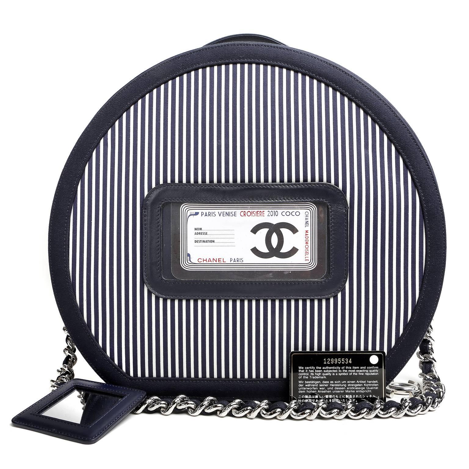 Chanel Navy Striped Hat Box Tote- Cruise 2010 Collection 2
