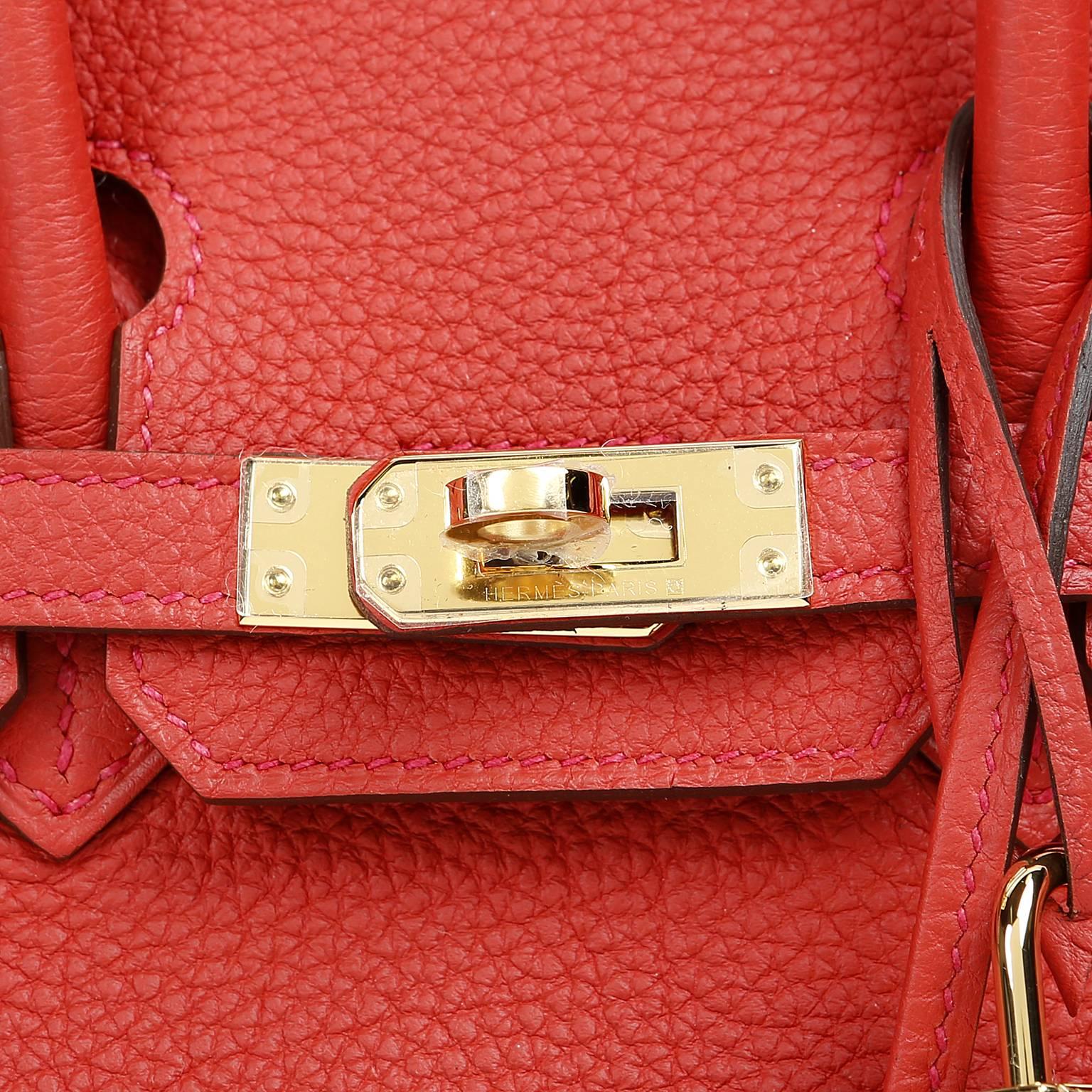 Hermès 25 cm Geranium Red Togo Birkin Bag with Gold HW 1
