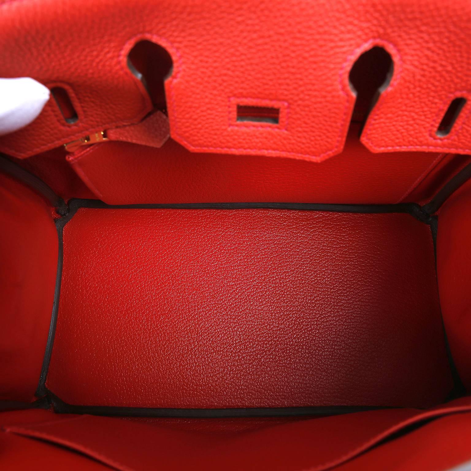 Hermès 25 cm Geranium Red Togo Birkin Bag with Gold HW 3