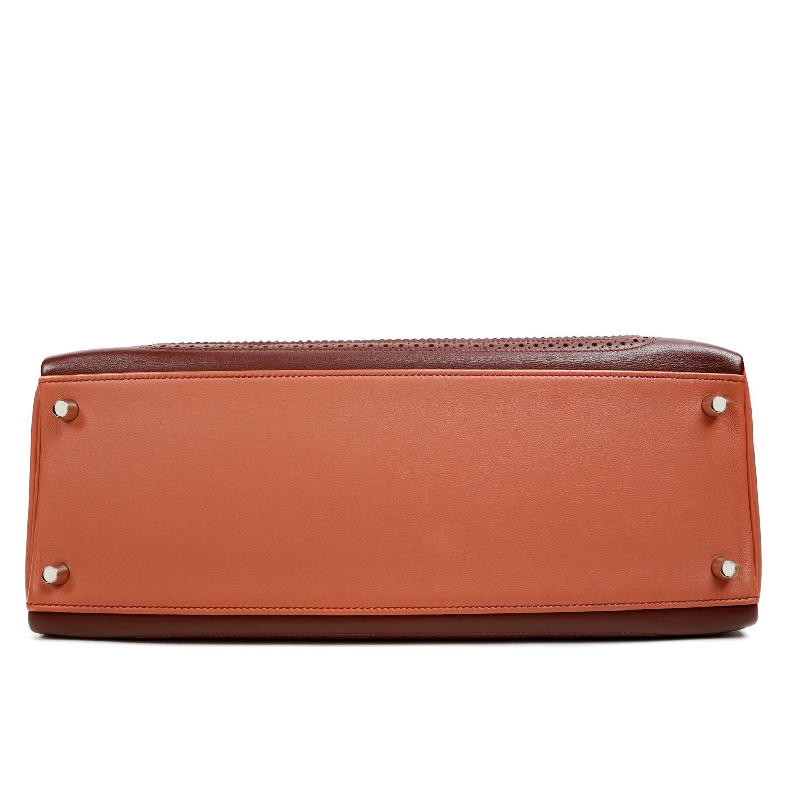 Orange Hermès Ghillies 35 cm Kelly- Rosy and Rouge H Swift, PHW