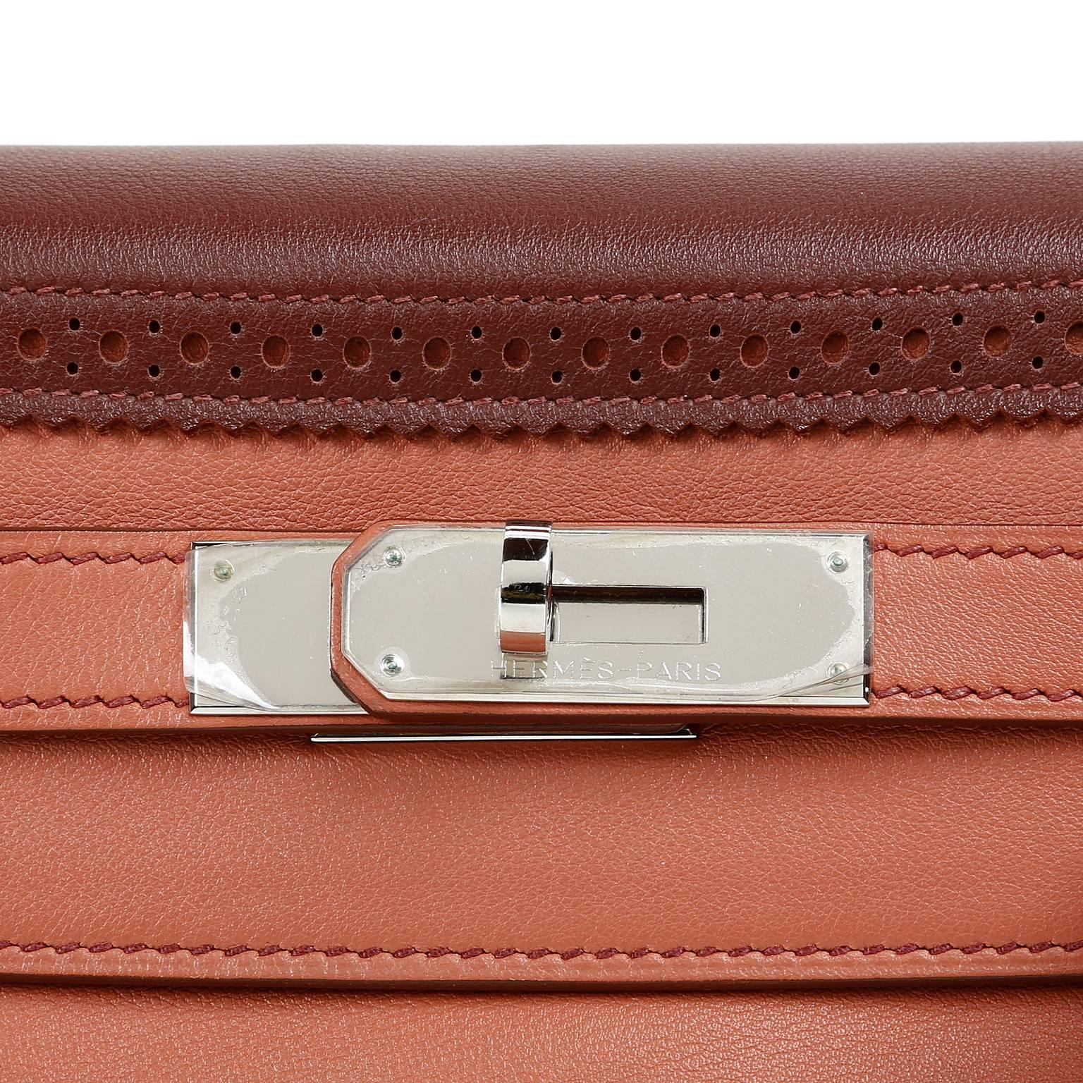 Hermès Ghillies 35 cm Kelly- Rosy and Rouge H Swift, PHW In New Condition In Malibu, CA
