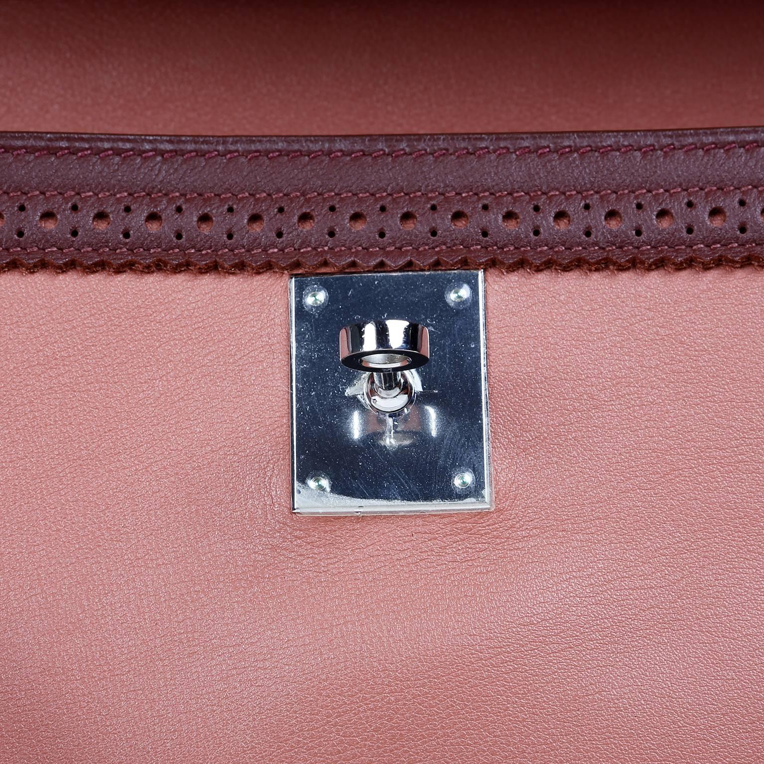 Women's Hermès Ghillies 35 cm Kelly- Rosy and Rouge H Swift, PHW