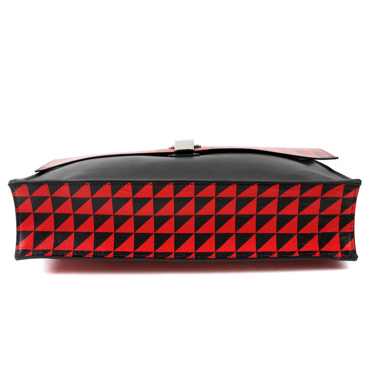 Women's Proenza Schouler Red and Black Leather Lunch Bag Clutch