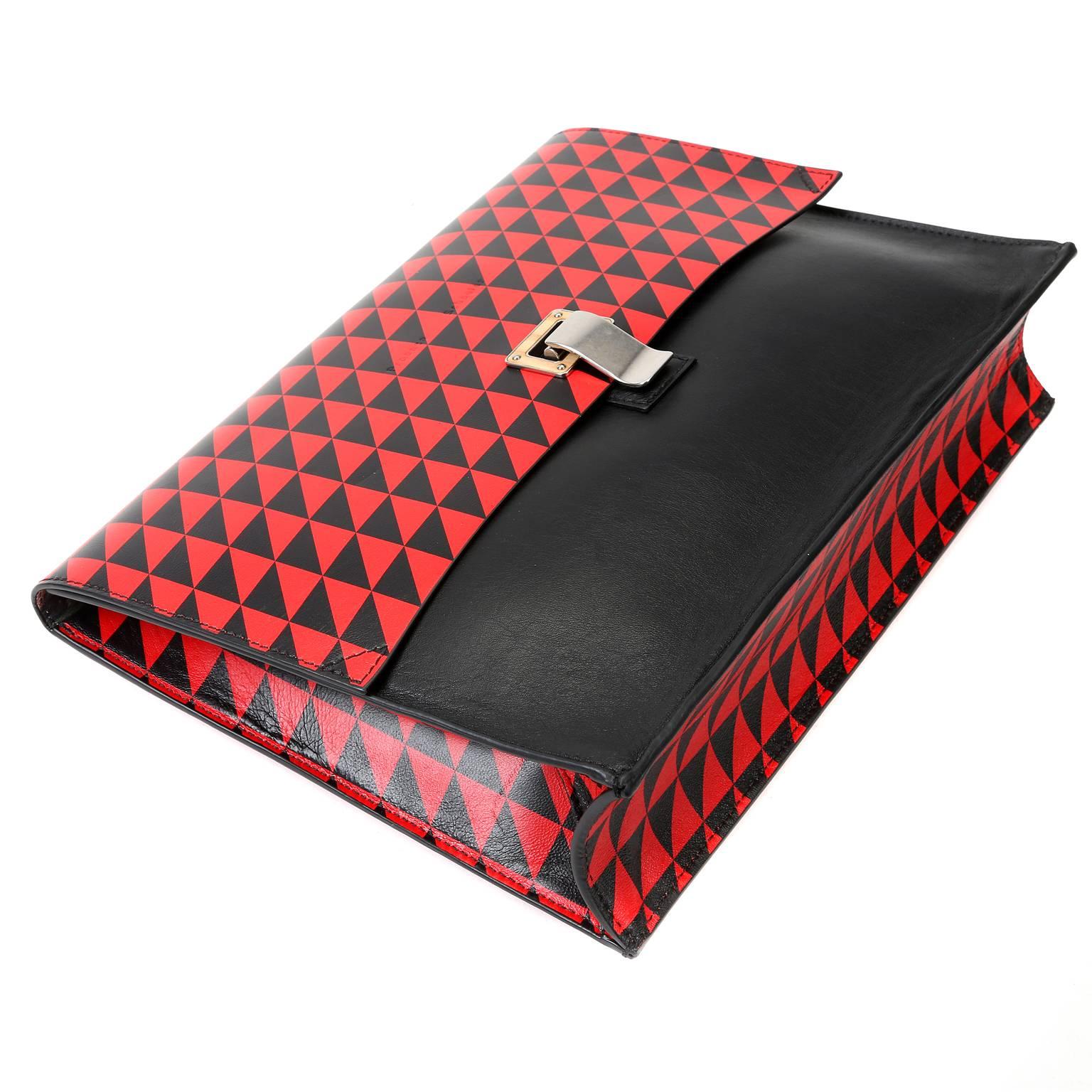 Proenza Schouler Red and Black Leather Lunch Bag Clutch 1