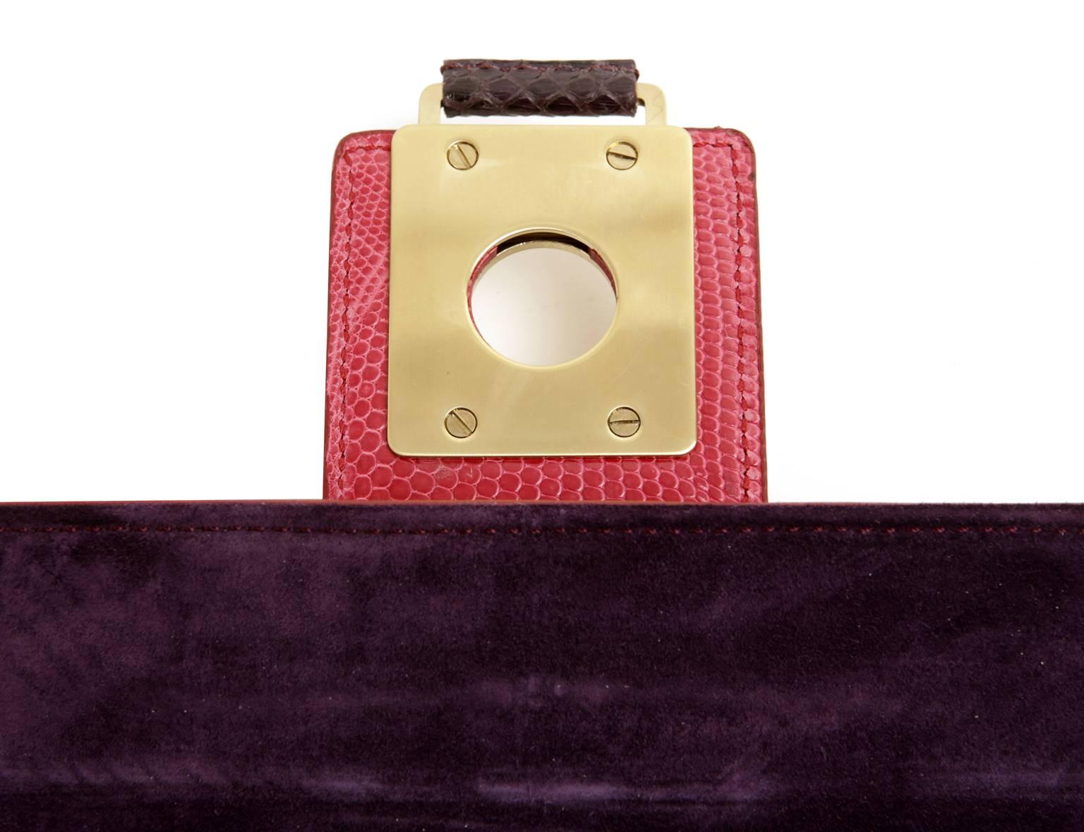 Tods Purple Python and Red Lizard Skin Wristlet For Sale 4