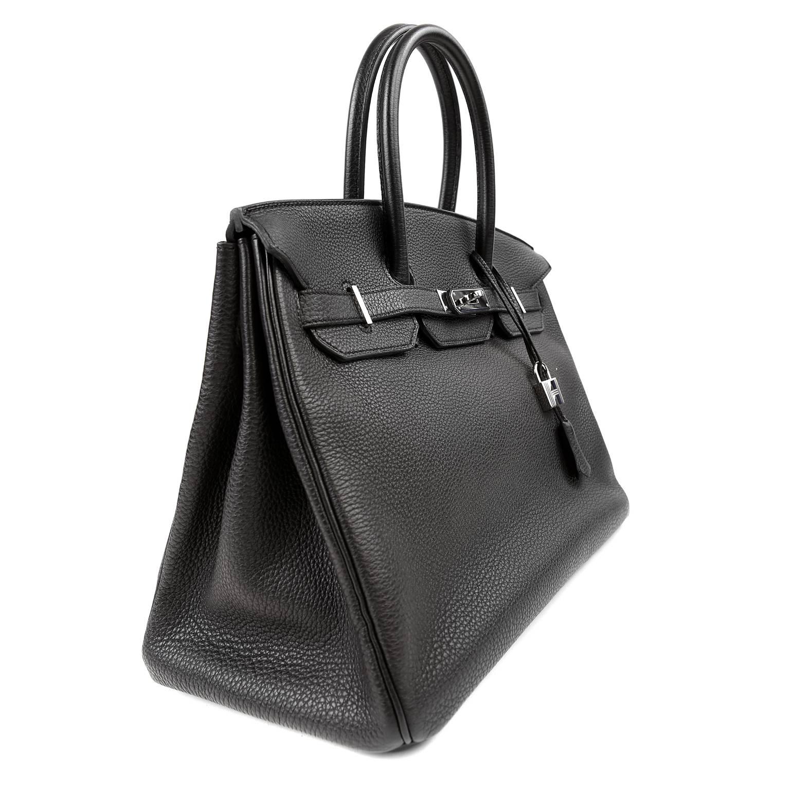 Hermès Black Togo 35 cm Birkin Bag with Palladium In Excellent Condition In Malibu, CA