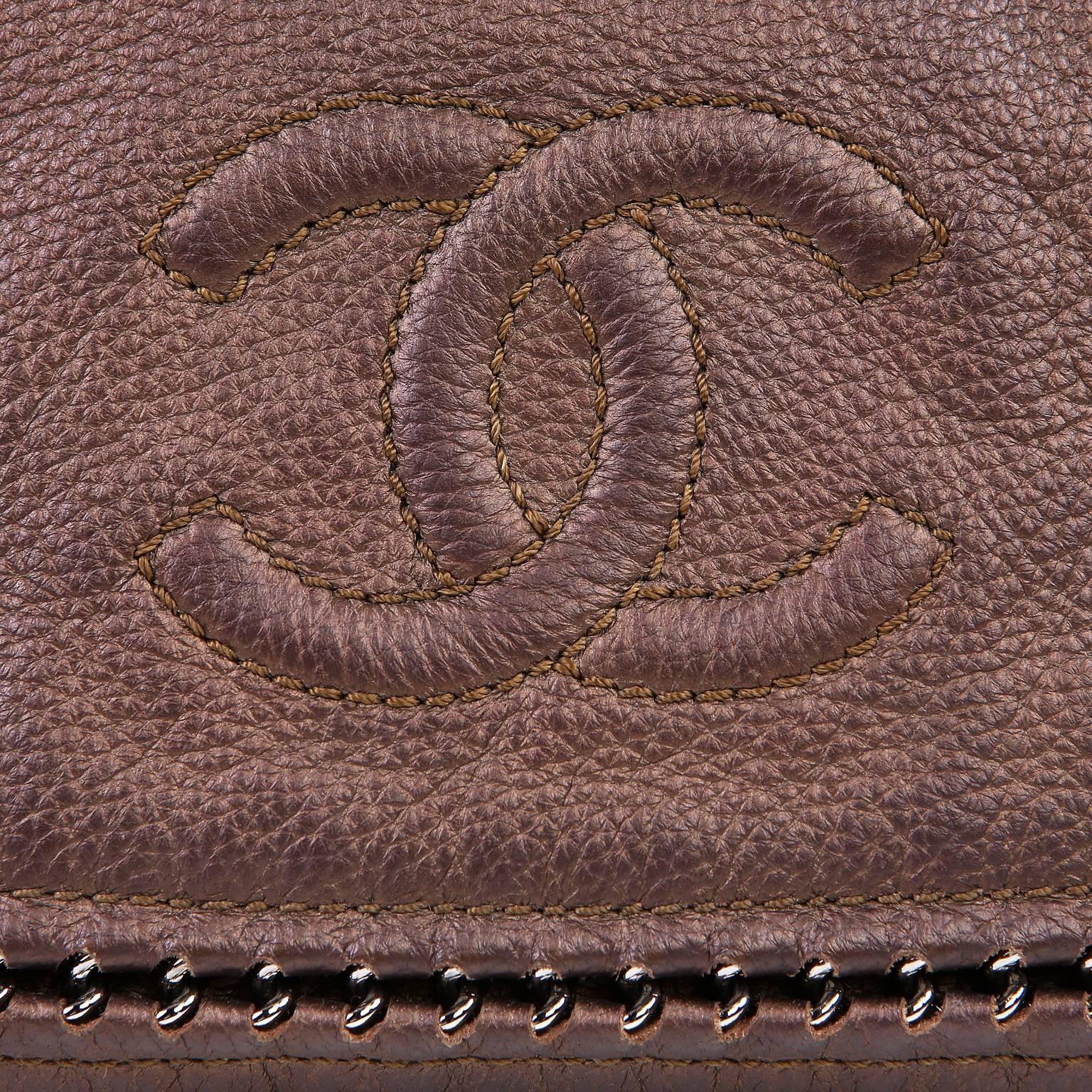 Women's Chanel Copper Leather Accordion Messenger Flap Bag