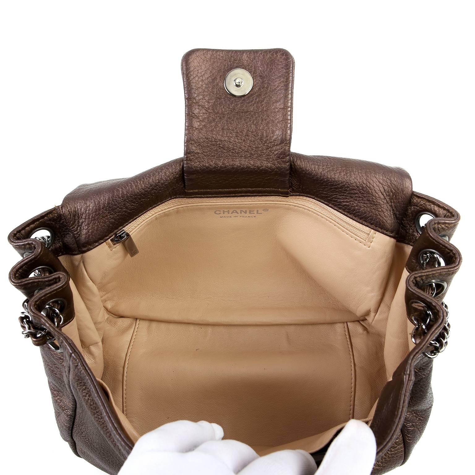 Chanel Copper Leather Accordion Messenger Flap Bag 2