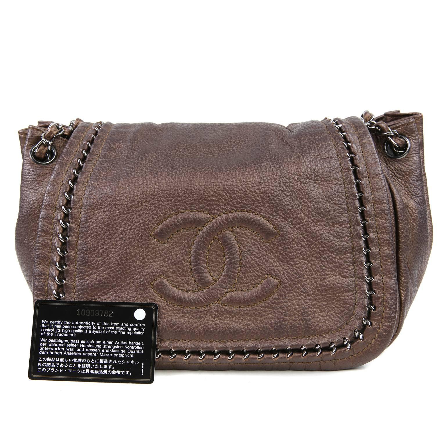 Chanel Copper Leather Accordion Messenger Flap Bag 5