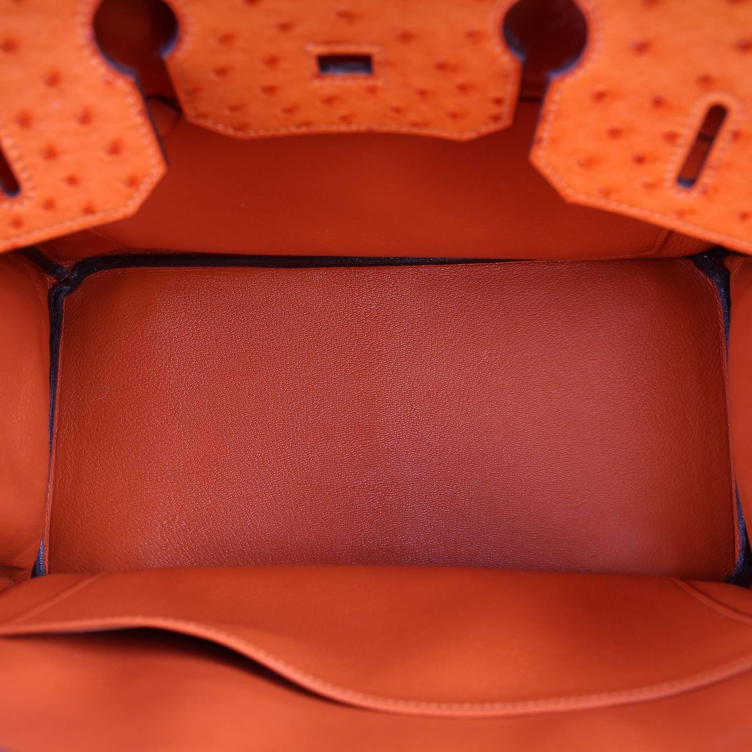 Hermès Orange Ostrich Skin 35 cm  Birkin Bag with Gold Hardware 1