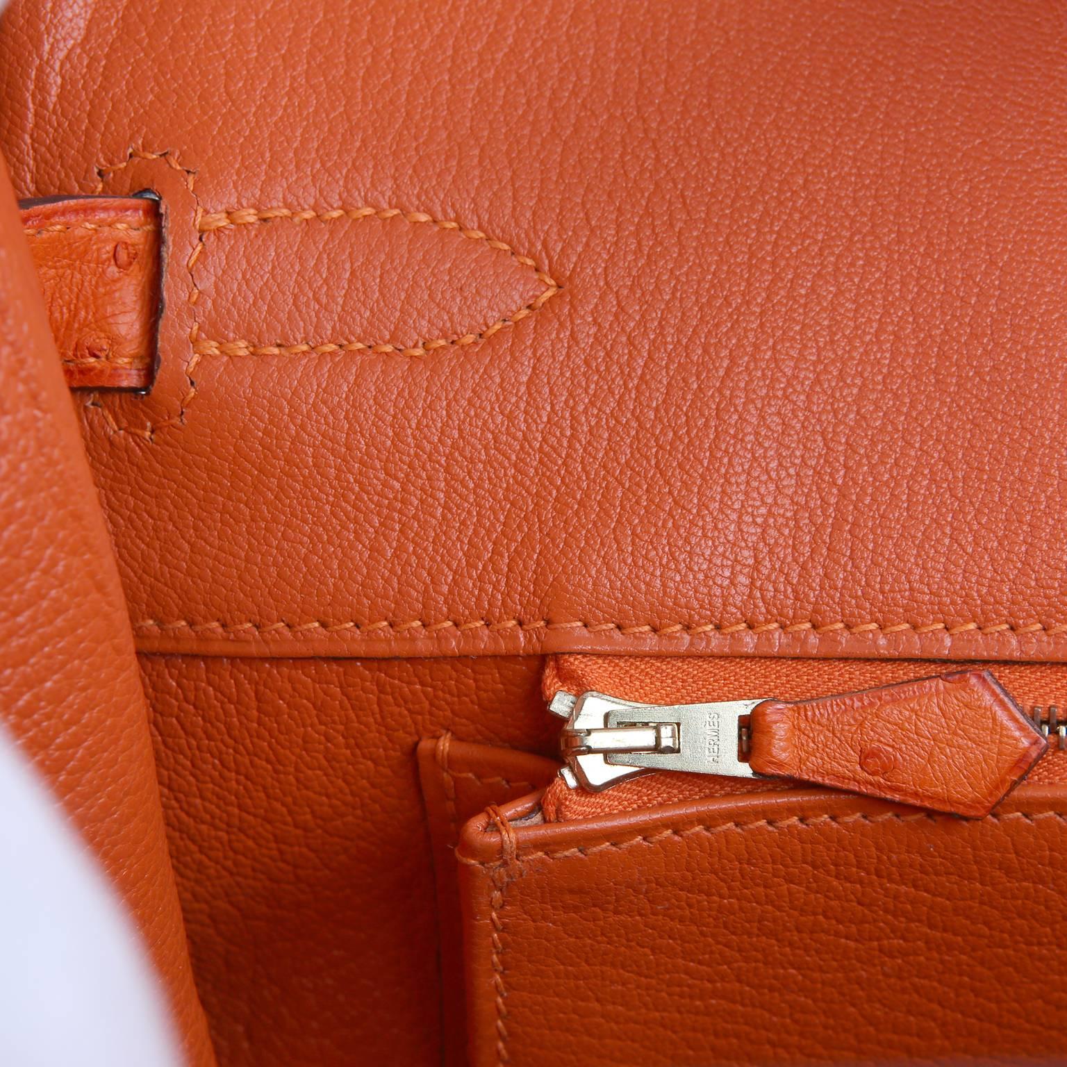 Hermès Orange Ostrich Skin 35 cm  Birkin Bag with Gold Hardware 2