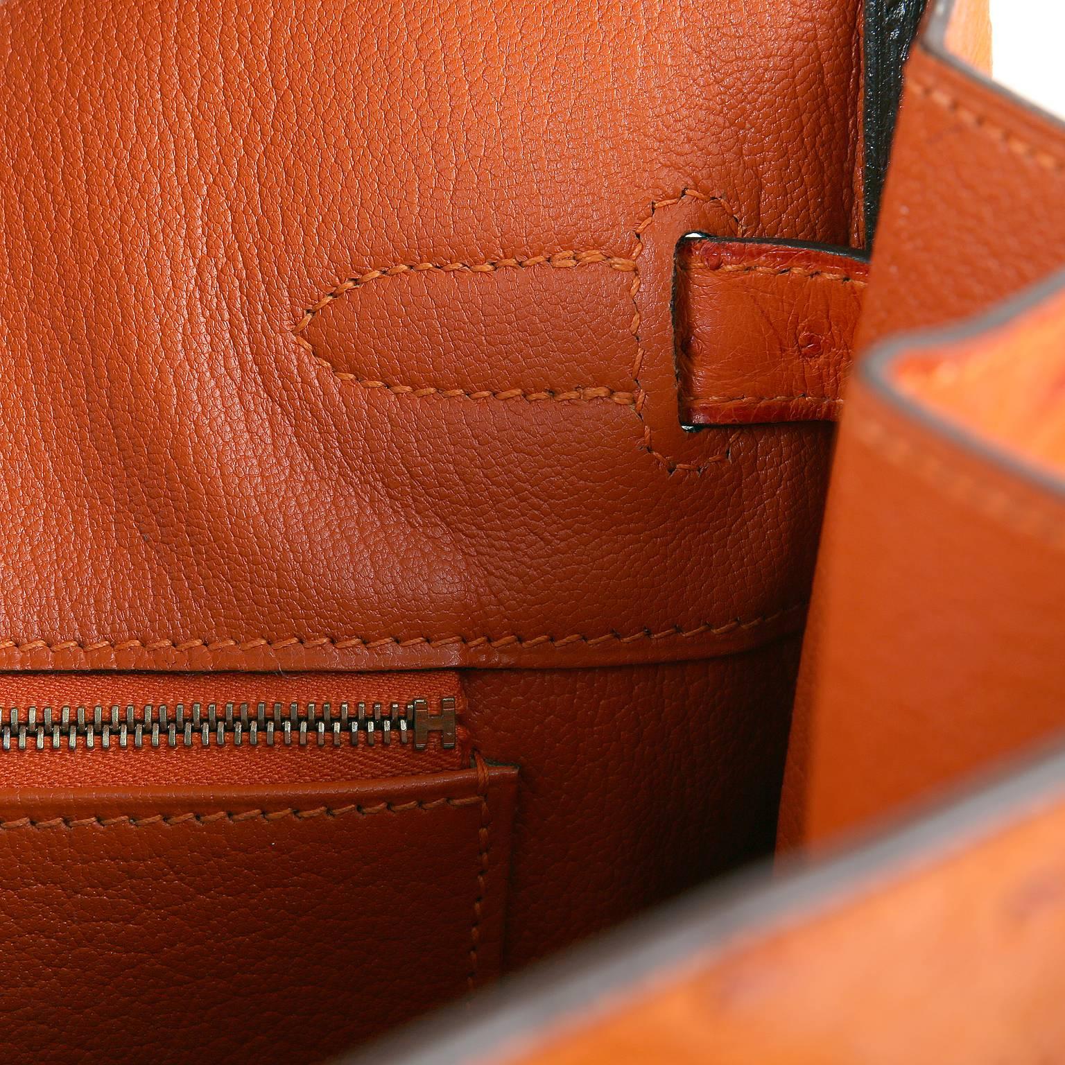 Hermès Orange Ostrich Skin 35 cm  Birkin Bag with Gold Hardware 3