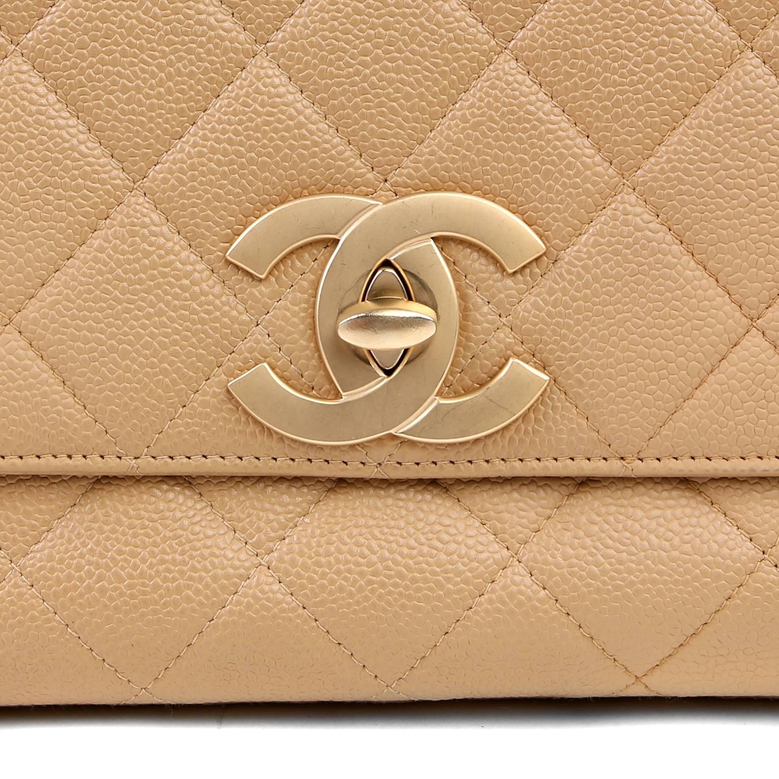 Chanel Beige Caviar Classic Flap Bag 1