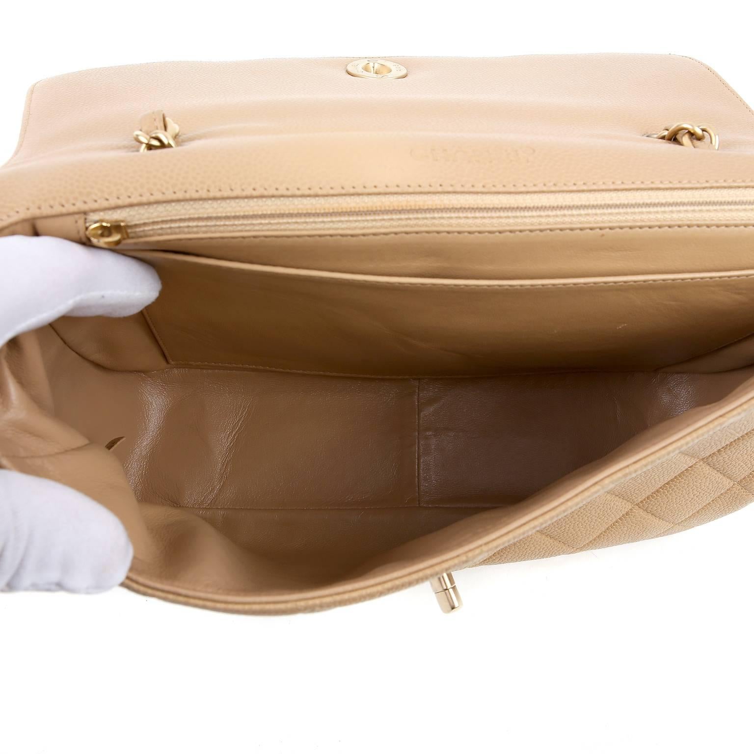 Chanel Beige Caviar Classic Flap Bag 2
