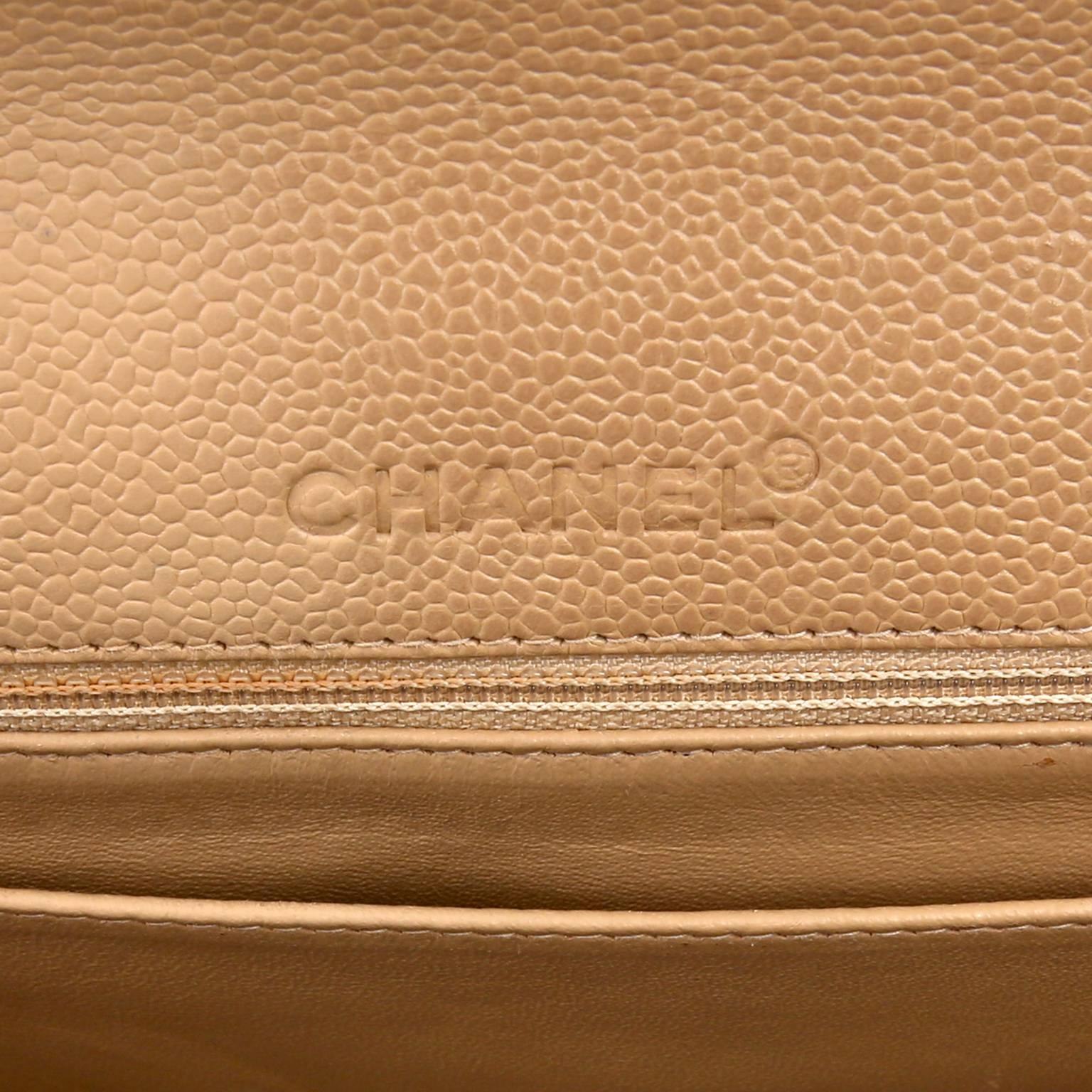 Chanel Beige Caviar Classic Flap Bag 3
