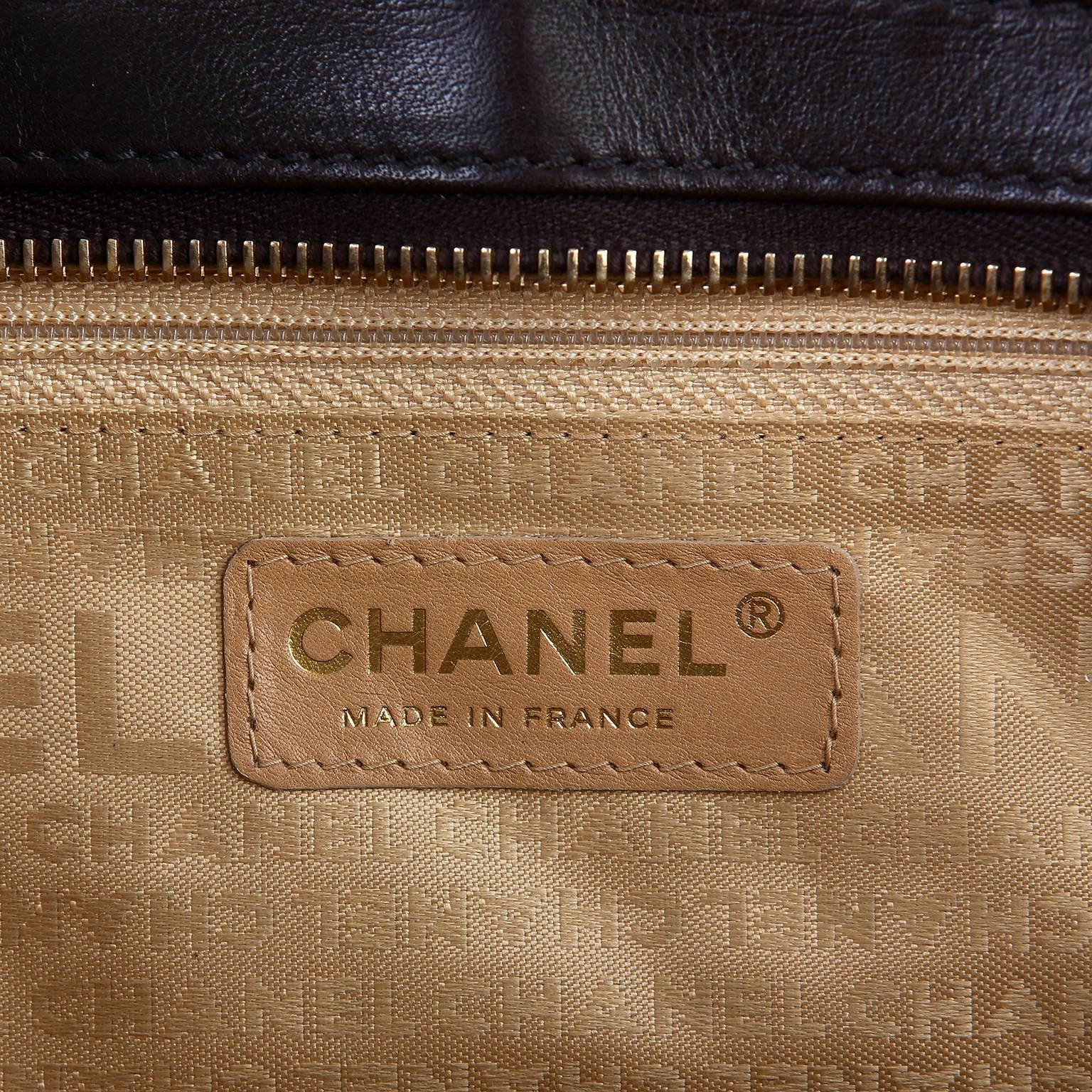 Chanel Dark Brown Leather Quilted Pocket Tote Bag For Sale 4