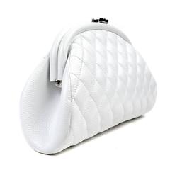 Chanel White Caviar Leather Timeless Clutch