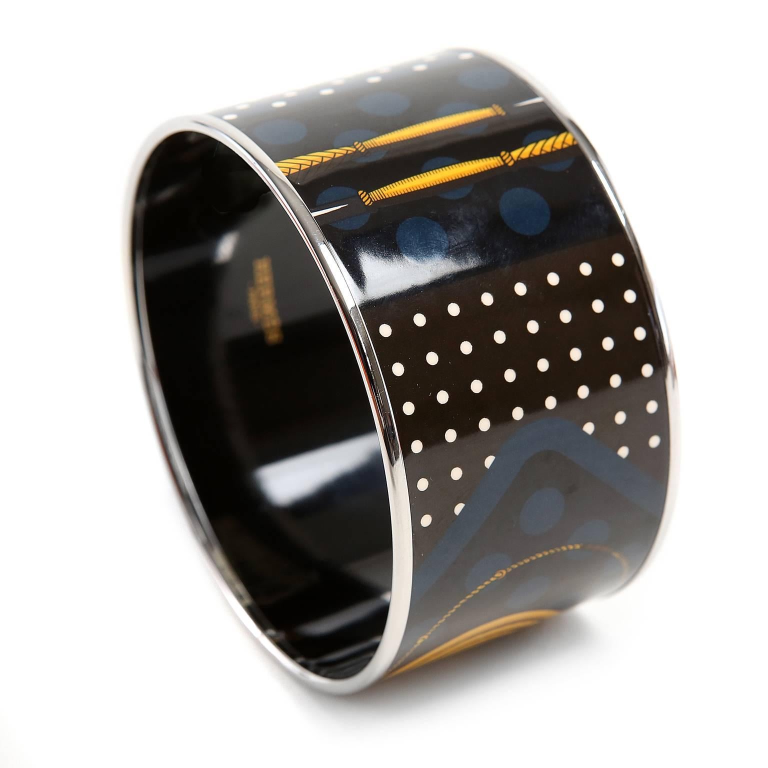 Hermès Black Enamel XL Cuff Bracelet In New Condition In Malibu, CA
