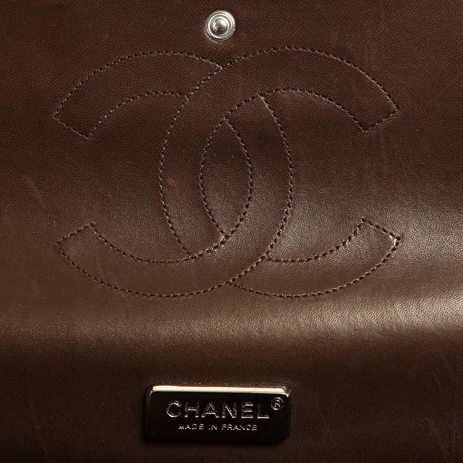 Women's Chanel Taupe Python Jumbo Classic Flap Bag- Silver Hardware