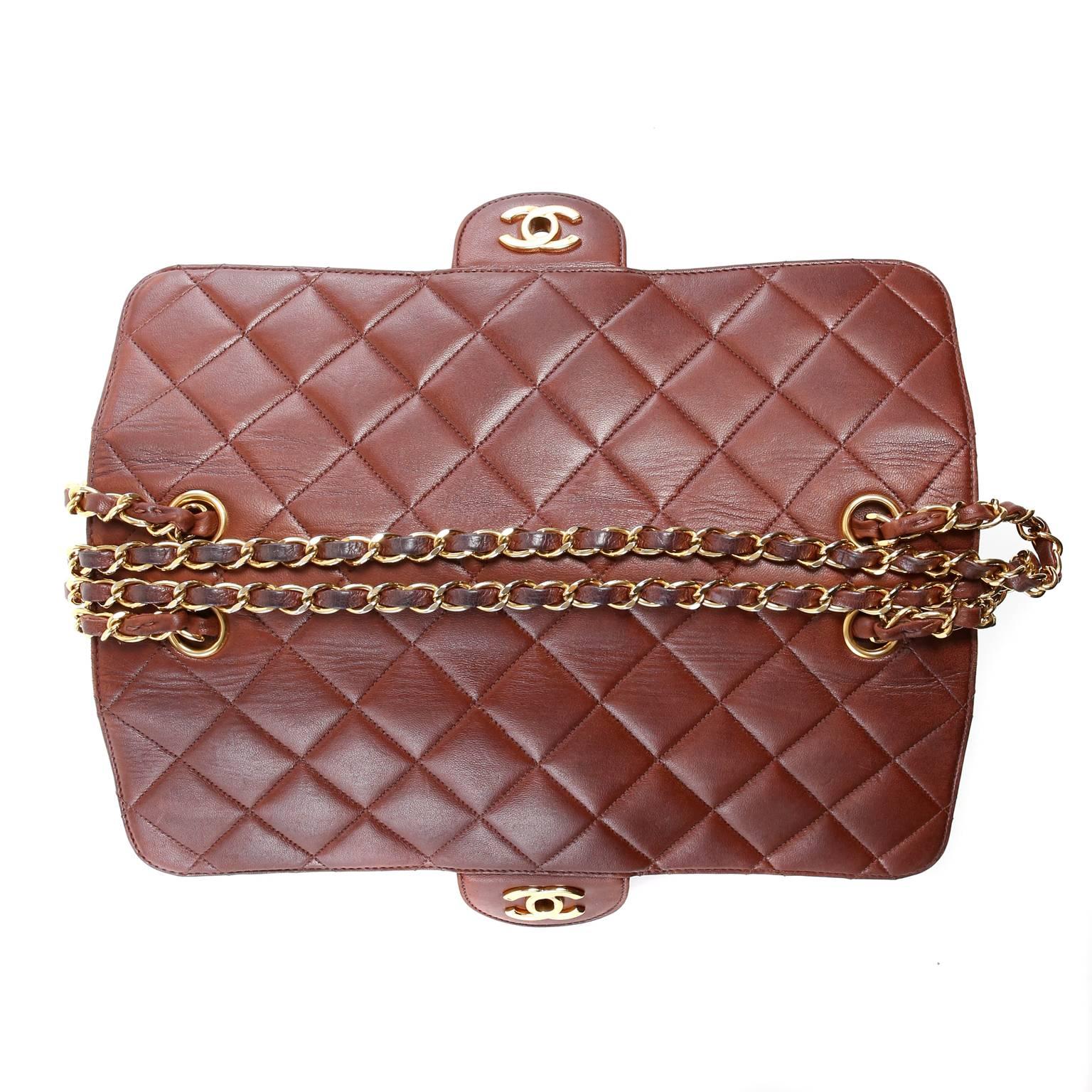 Chanel Brown Leather Double Sided Flap Bag- Gold Hardware 1