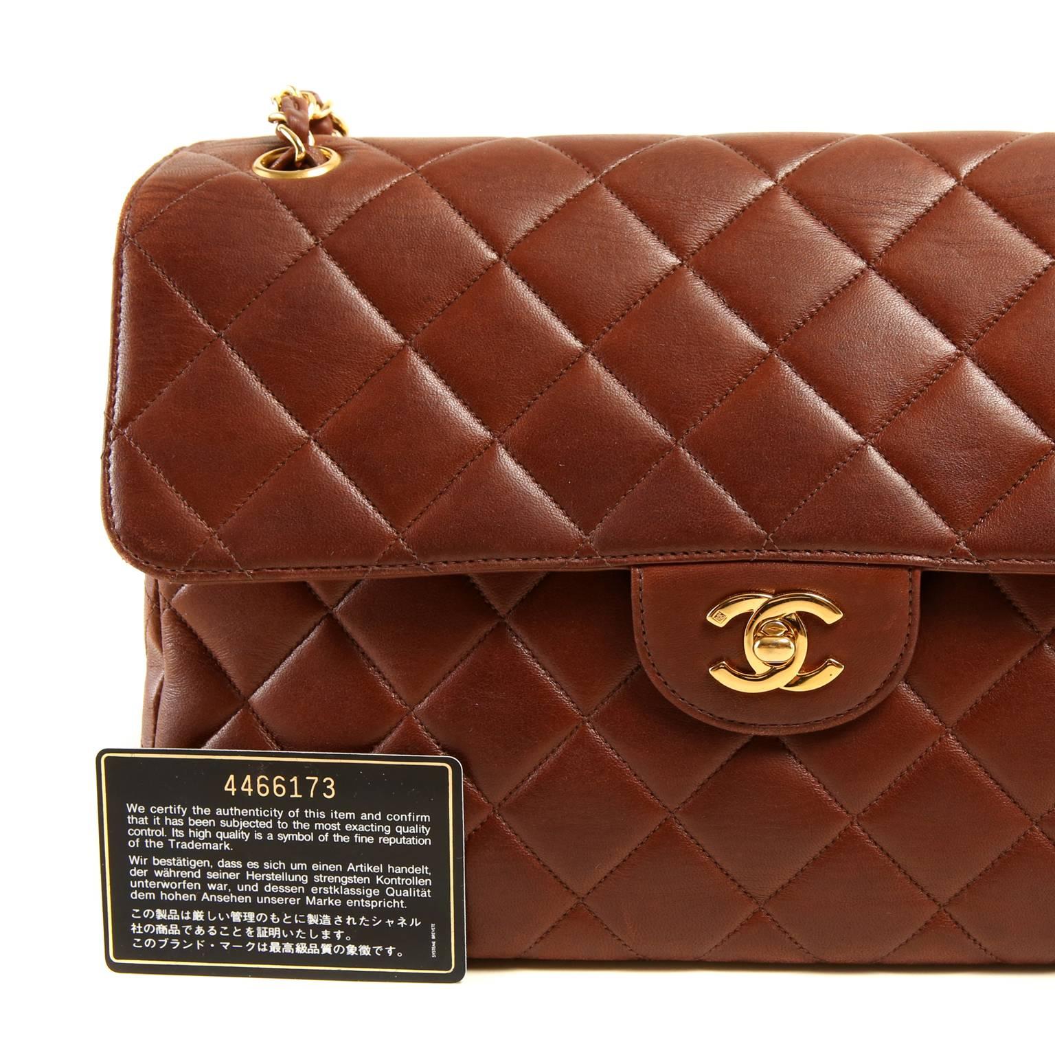 Chanel Brown Leather Double Sided Flap Bag- Gold Hardware 5