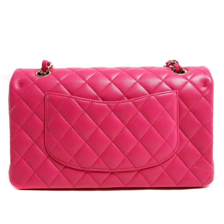 Chanel Fuchsia Pink Leather Medium Double Flap Classic at 1stDibs