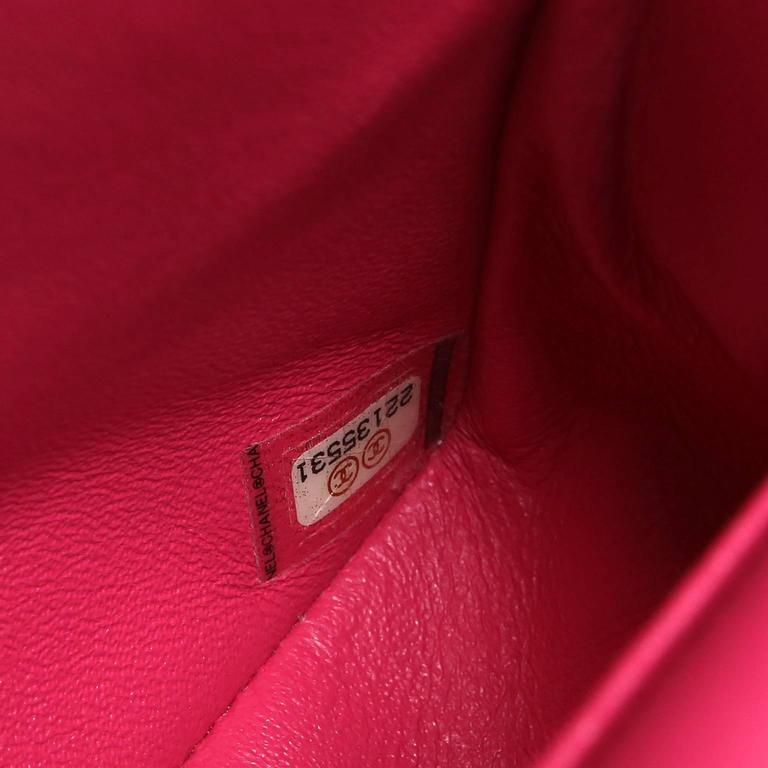 Chanel Fuchsia Pink Leather Medium Double Flap Classic at 1stDibs