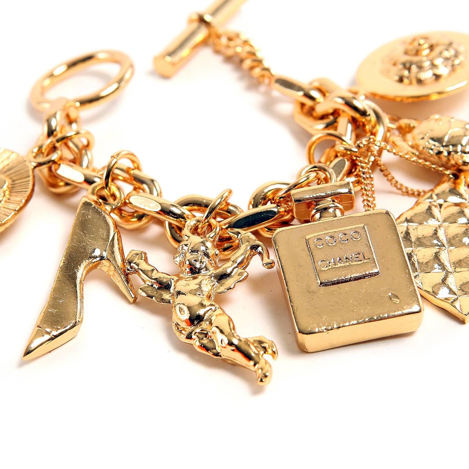 Chanel Gold Charm Bracelet- Vintage In Excellent Condition In Malibu, CA
