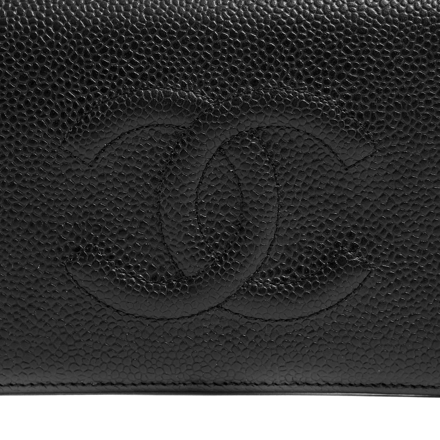 Chanel Black Caviar Large Bifold Wallet For Sale 2