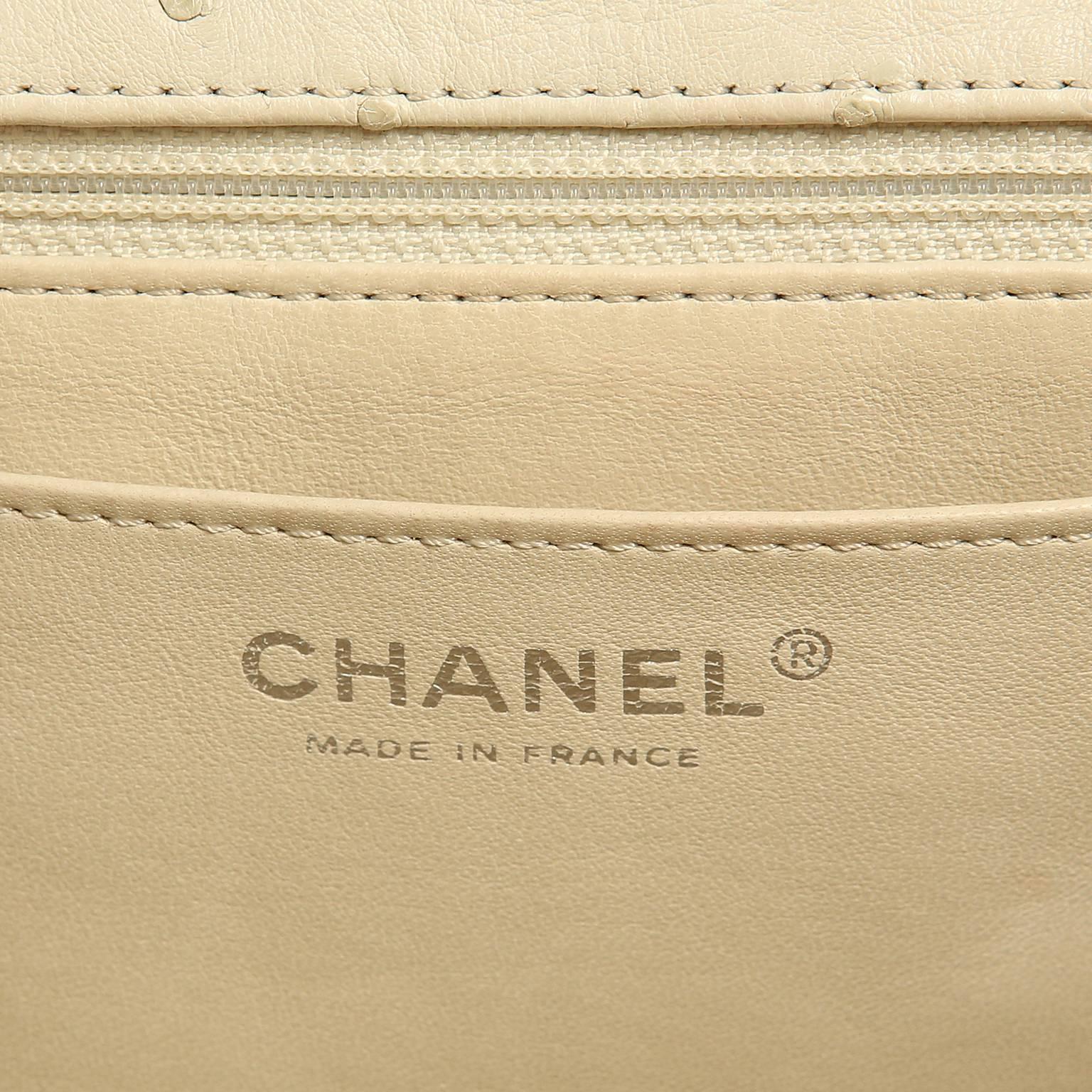 Chanel  Ivory Ostrich Maxi Flap Shoulder Bag 3
