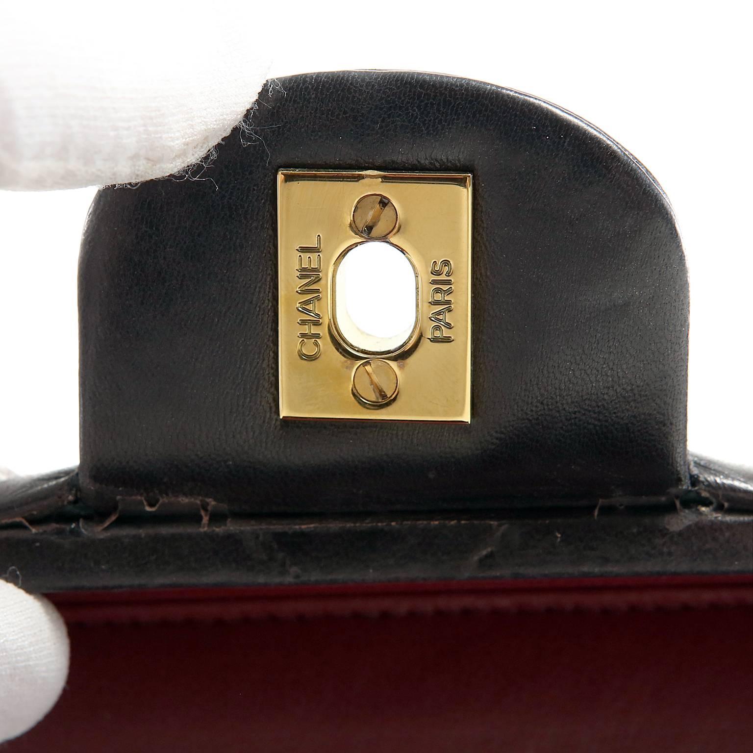 Chanel Vintage Black Leather Top Handle Box Case For Sale 4