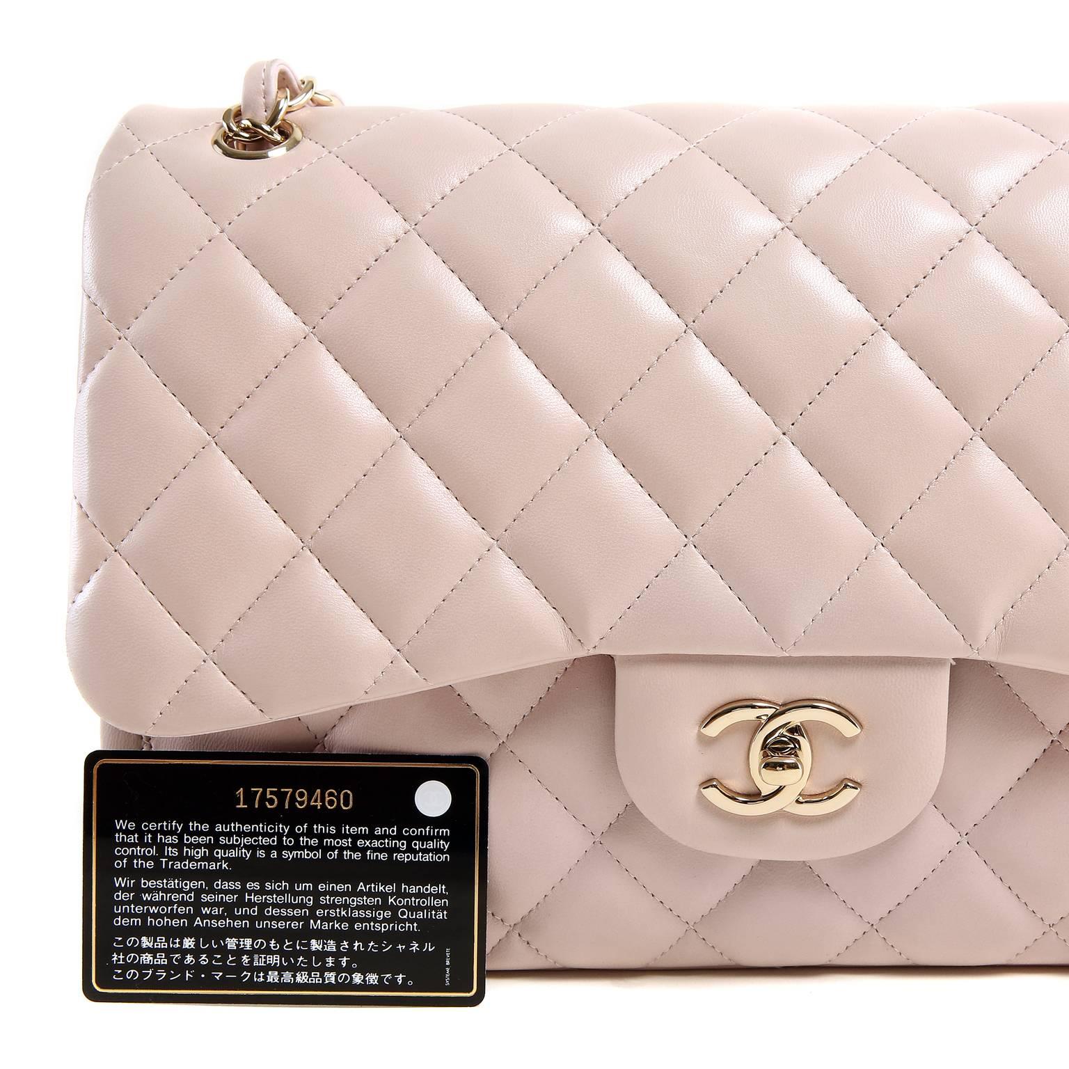 Chanel Light Pink Lambskin Jumbo Classic 5