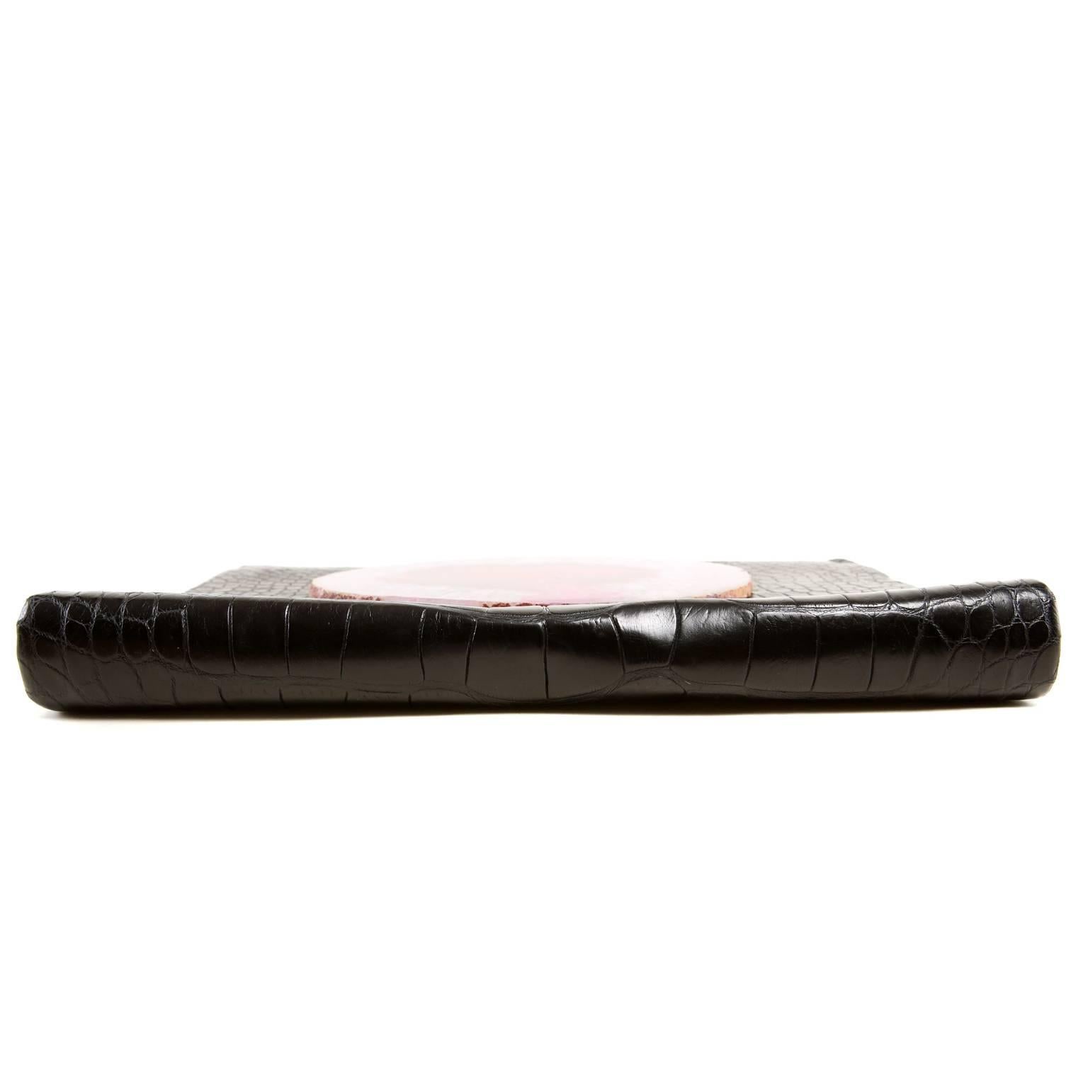 Paige Gamble Clack Alligator with Agate Clutch In New Condition For Sale In Malibu, CA