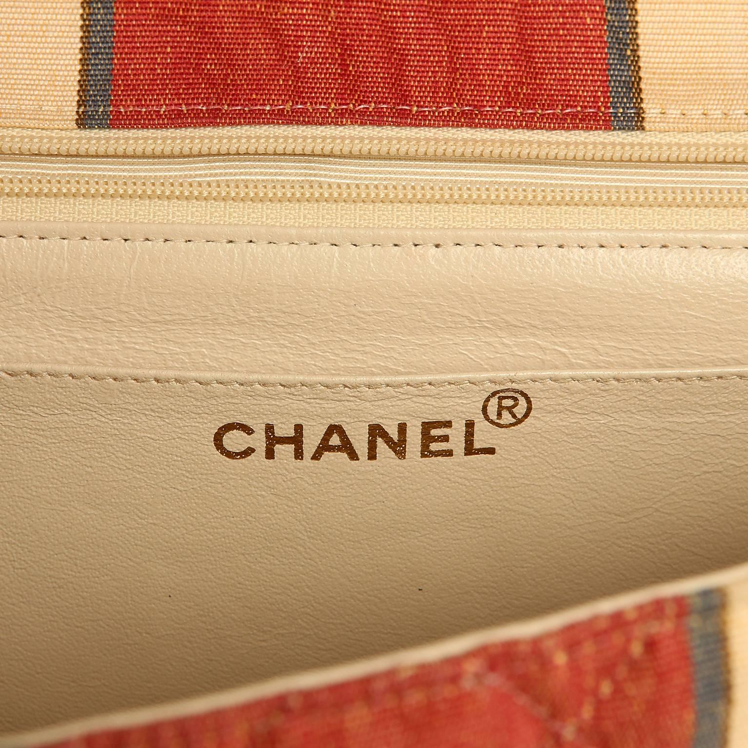 Chanel Striped Canvas jumbo Classic 3
