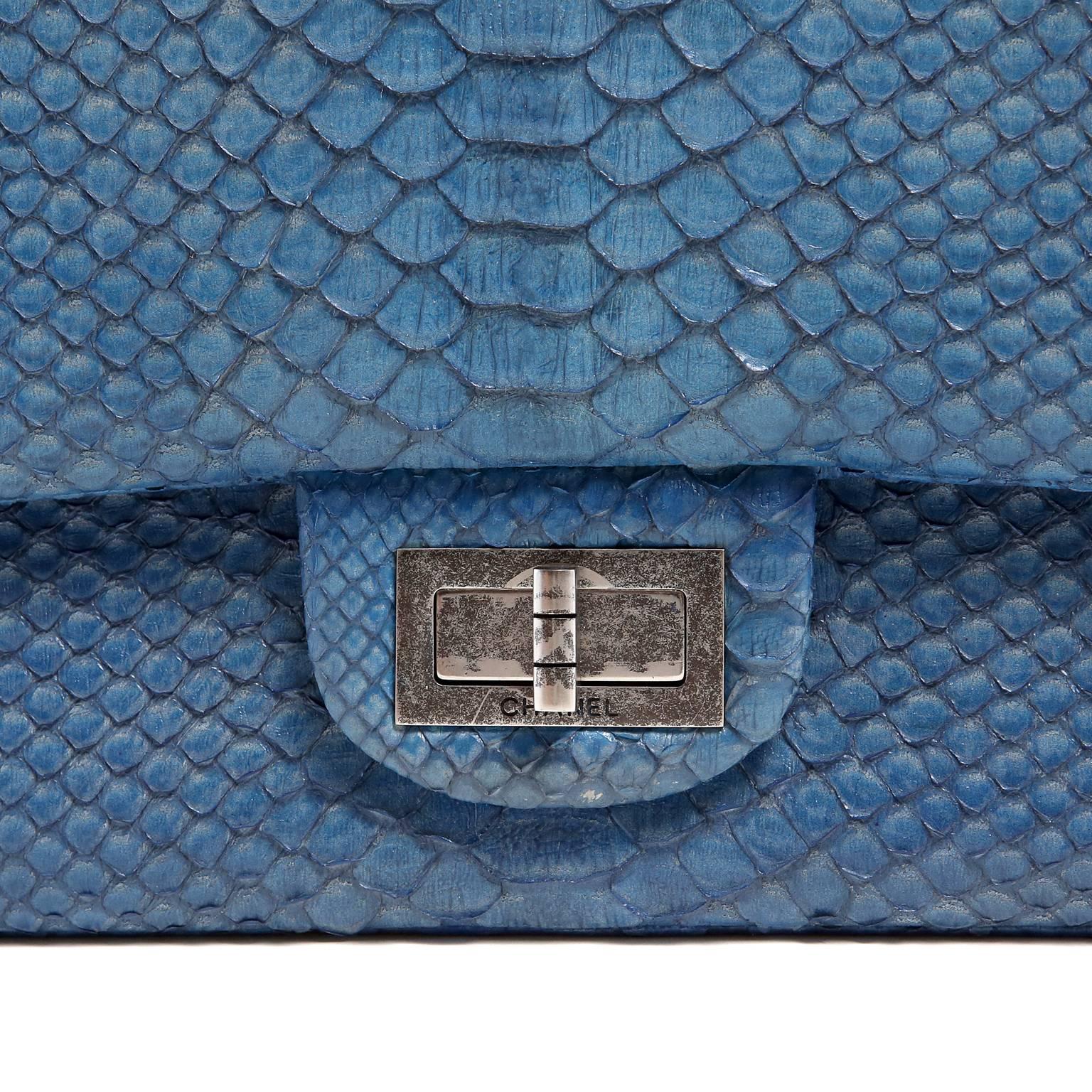 Chanel Blue Slate Python 2.55 Reissue Double Flap Bag 1
