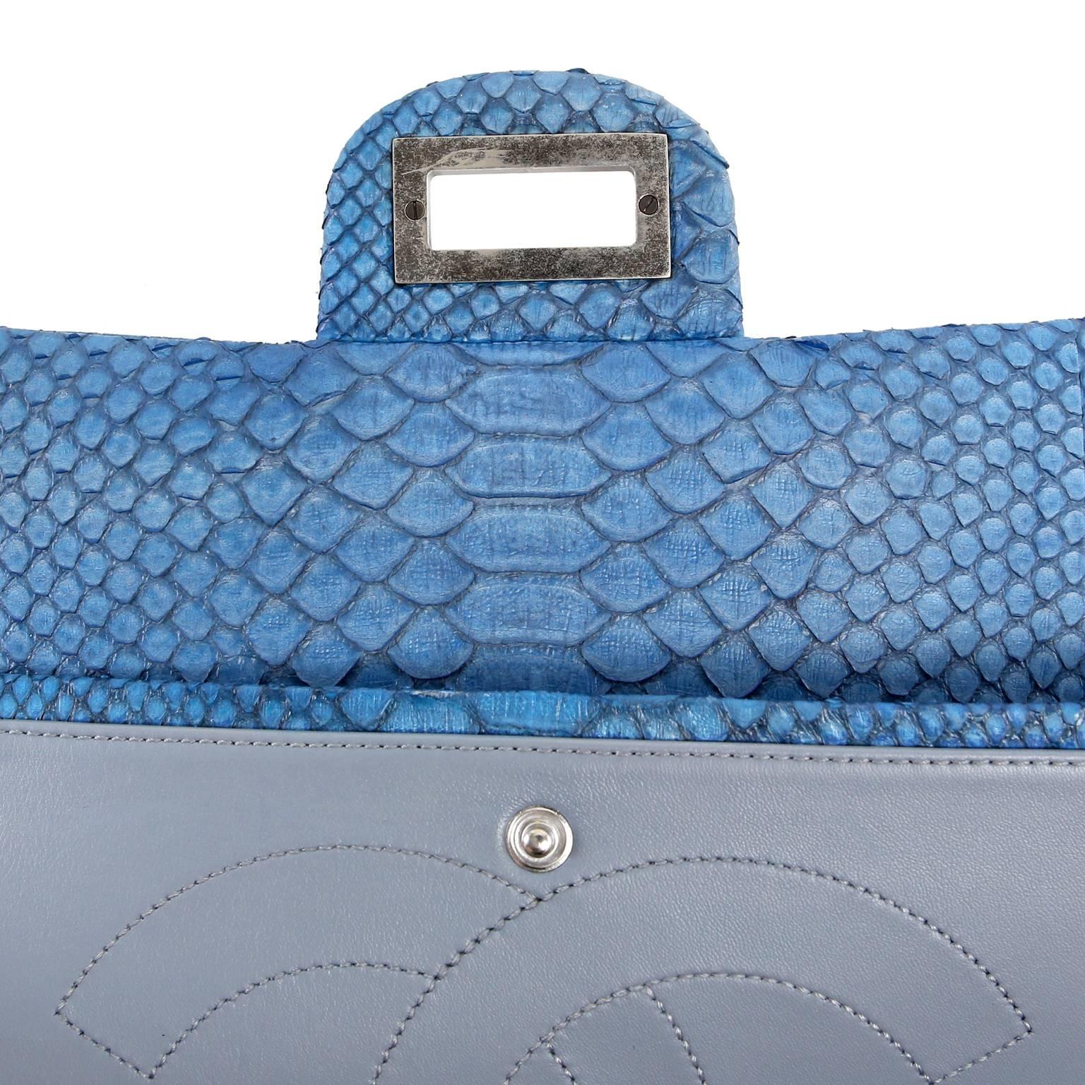 Chanel Blue Slate Python 2.55 Reissue Double Flap Bag 4