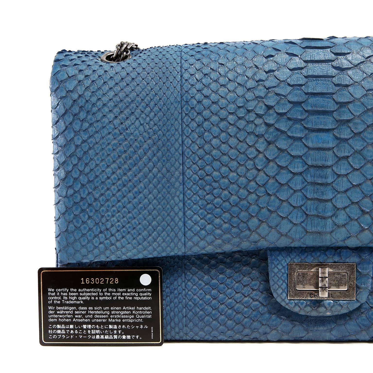 Chanel Blue Slate Python 2.55 Reissue Double Flap Bag 6