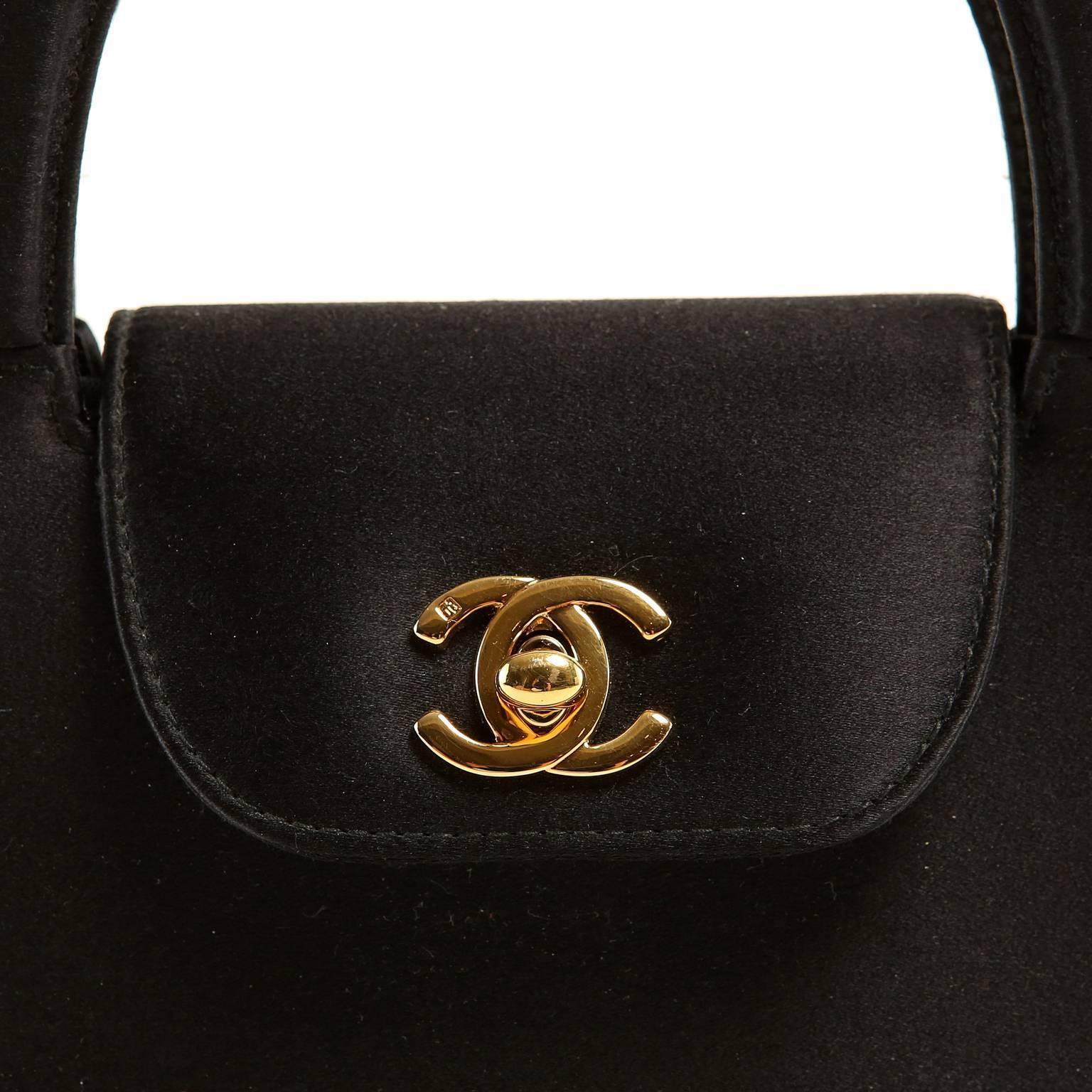 Chanel Black Satin Evening Bag 1
