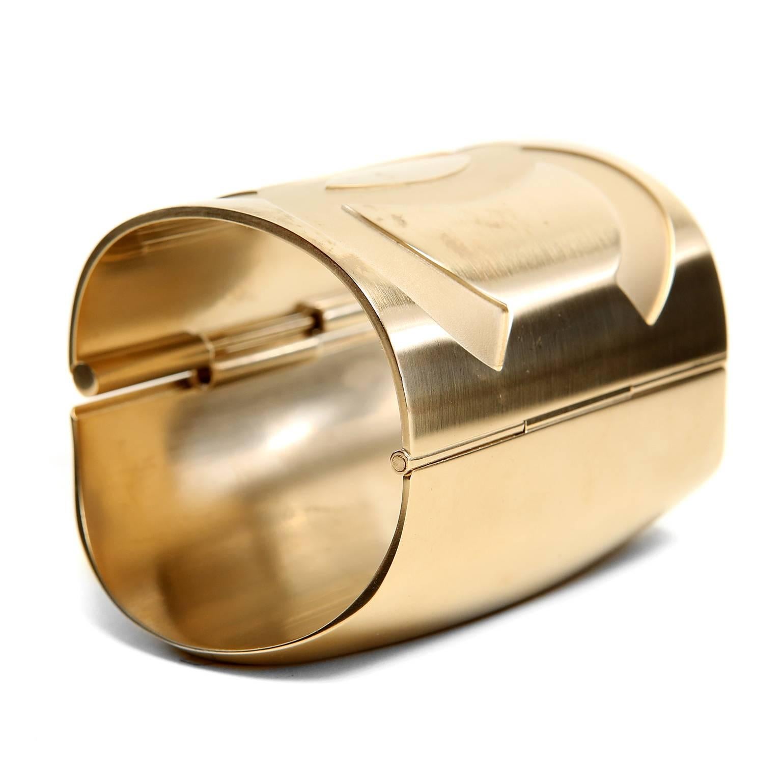 Chanel Gold Matte CC Large Hinged Cuff In New Condition In Malibu, CA