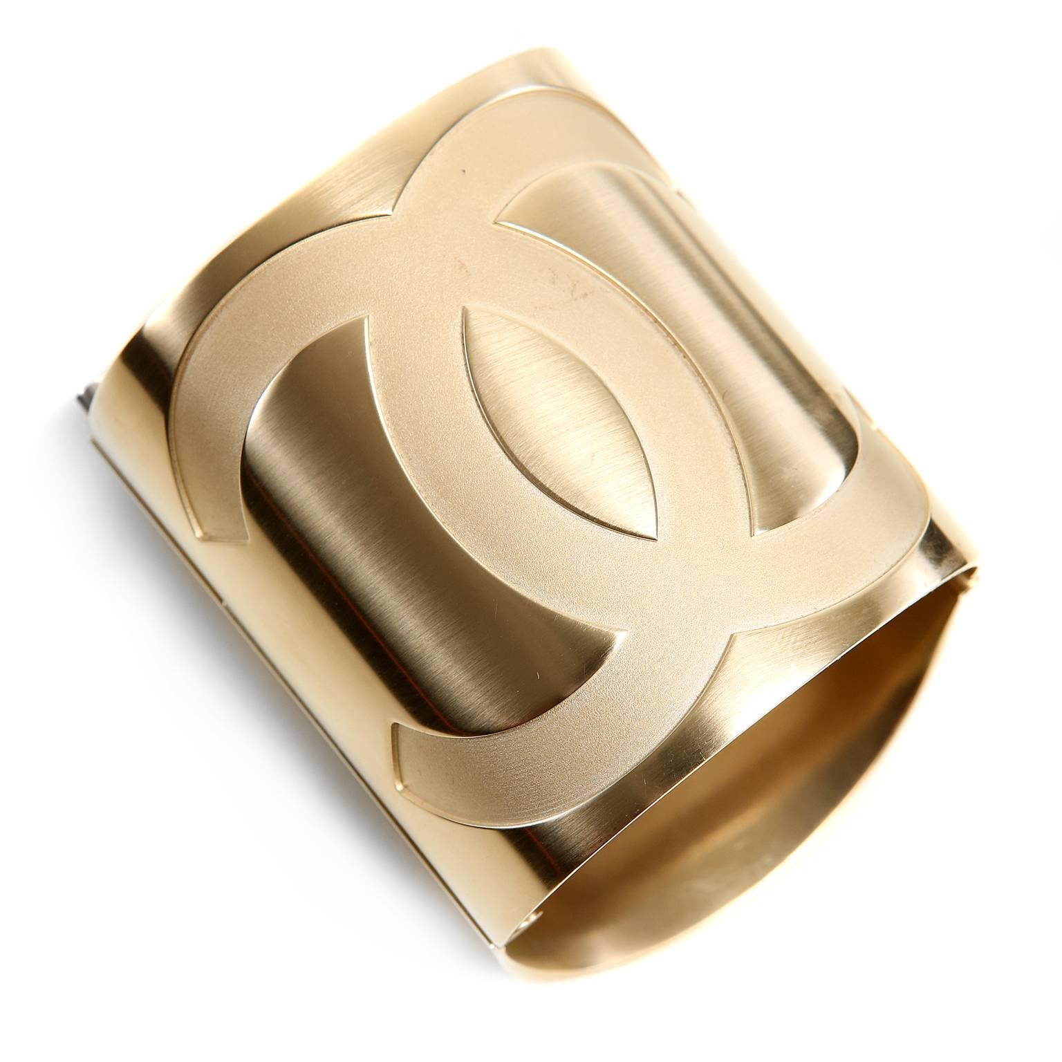 Chanel Gold Matte CC Large Hinged Cuff 1