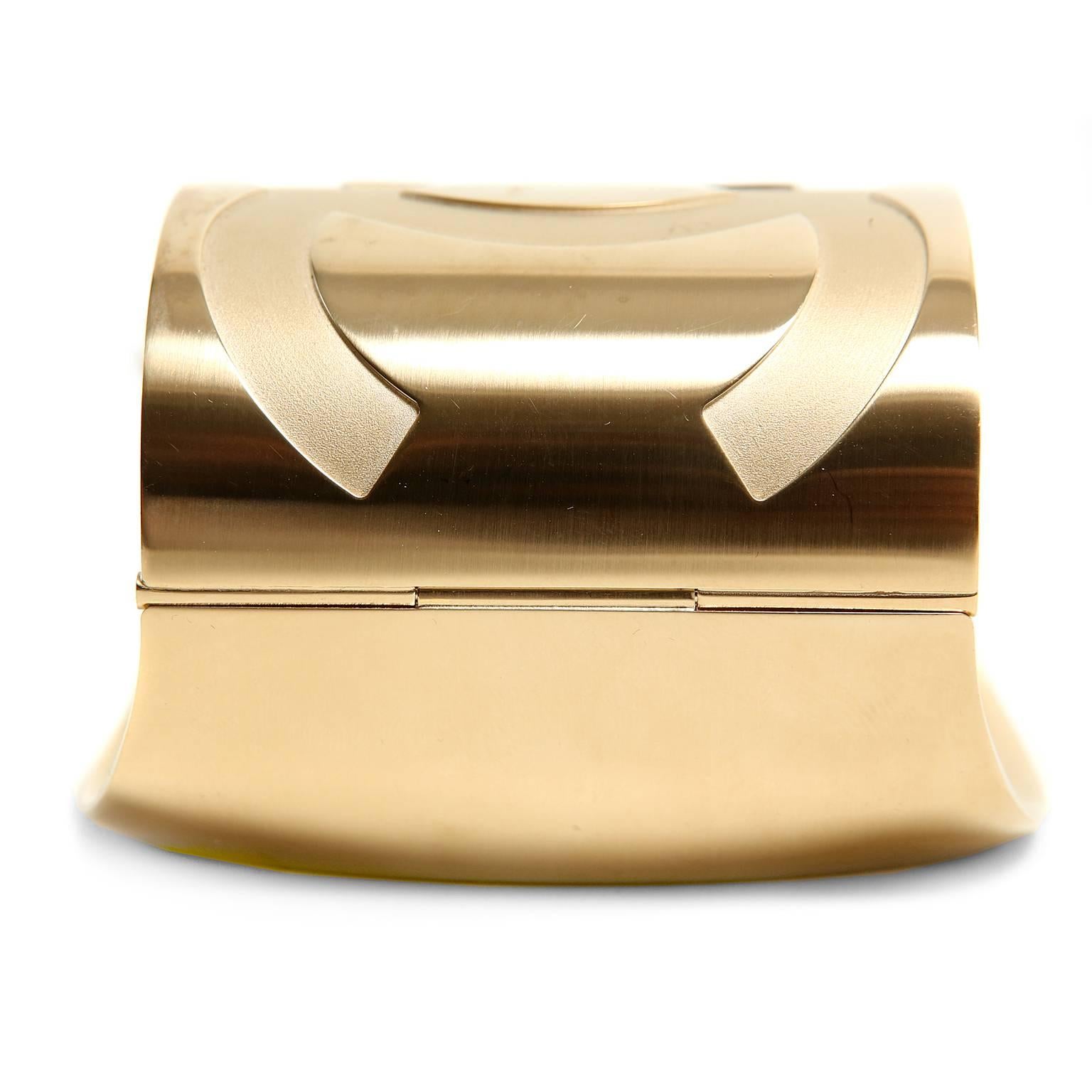 Chanel Gold Matte CC Large Hinged Cuff 2