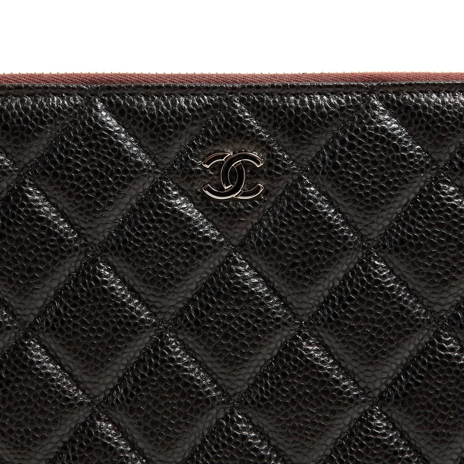 Women's or Men's Chanel Black Caviar Leather Portfolio Case For Sale