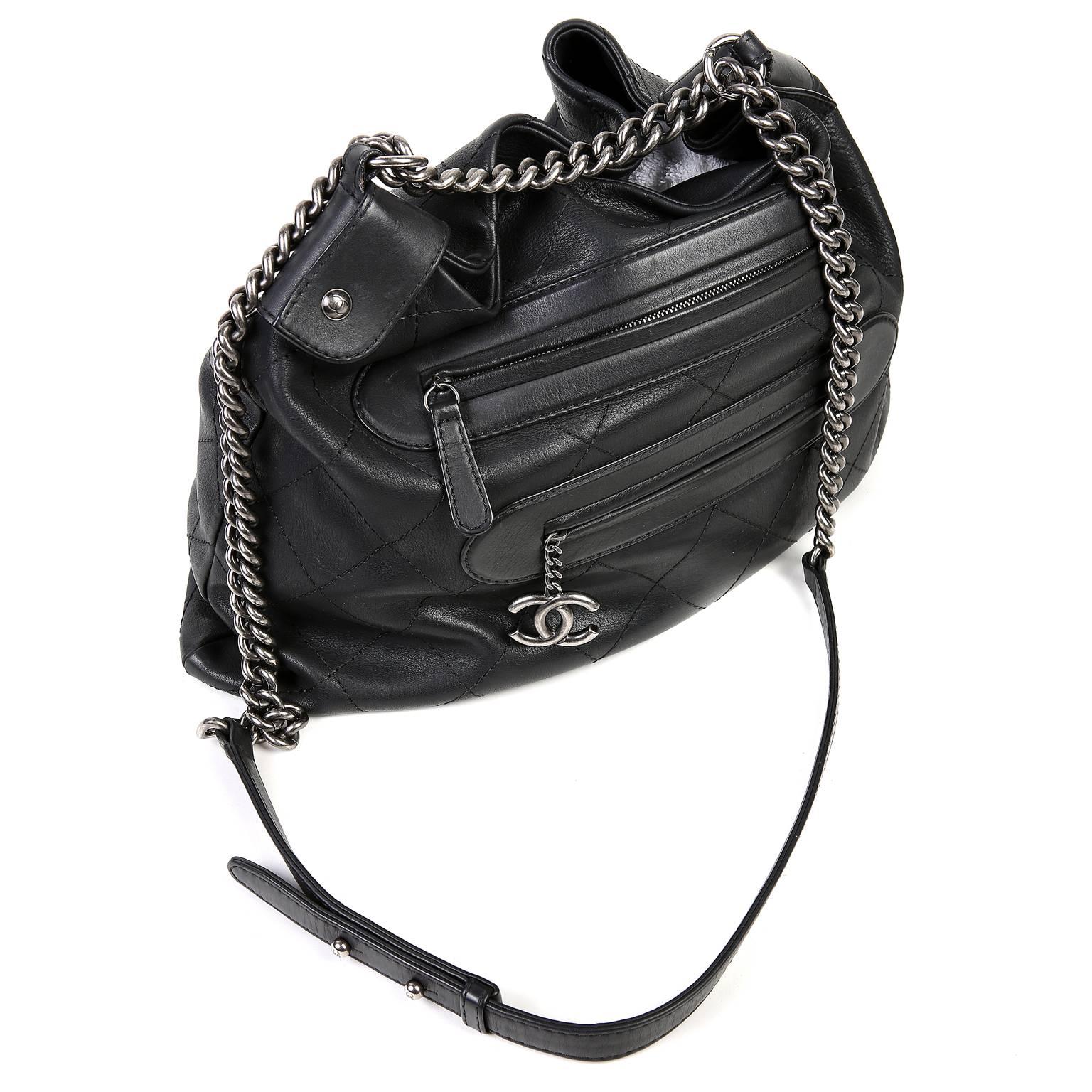 Chanel Black Deerskin Tote In New Condition In Malibu, CA