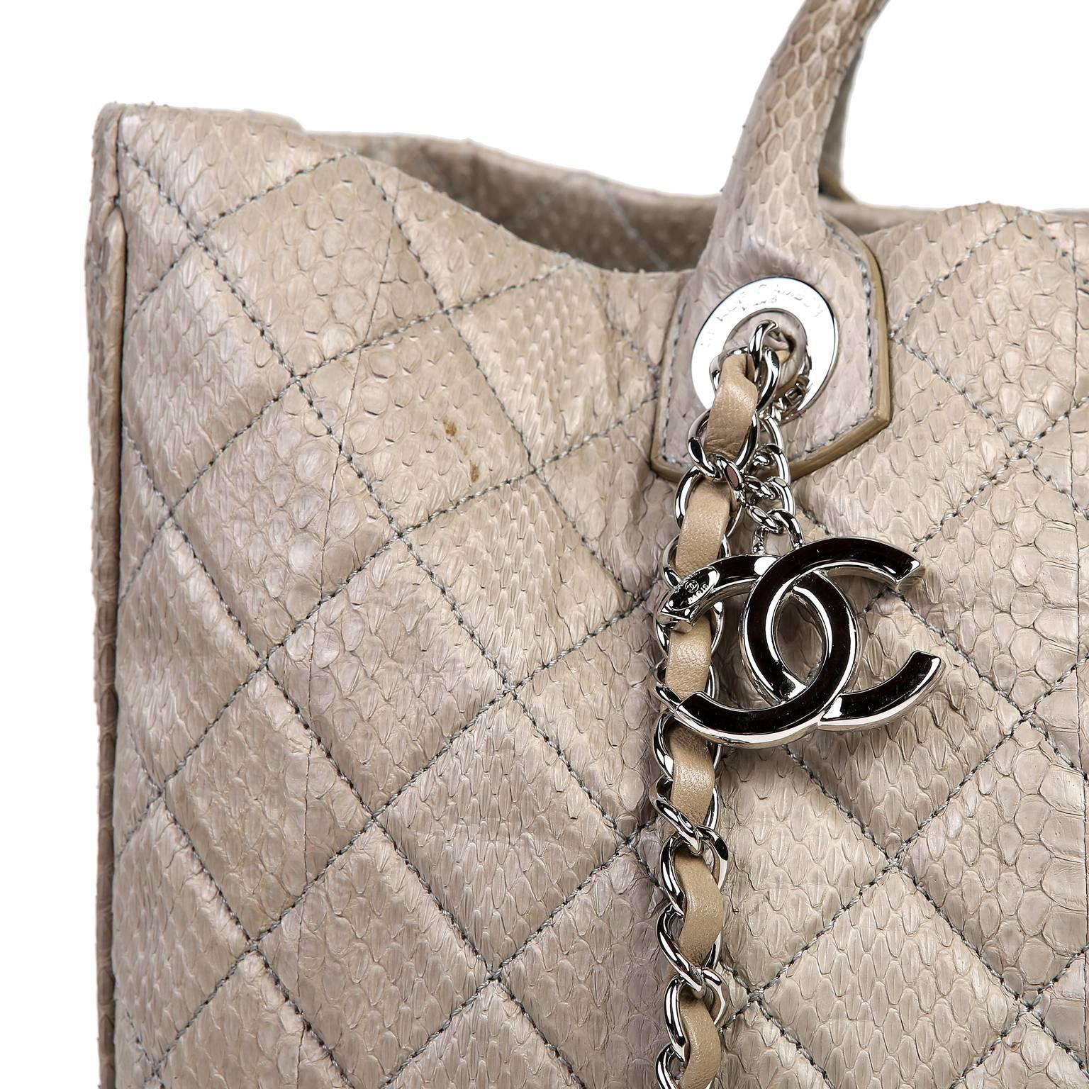 Women's Chanel Taupe Python Large Shopper Tote