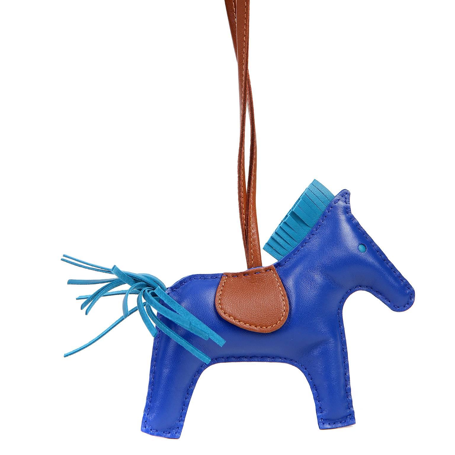 Hermès Blue Electrique Lambskin Milo Rodeo Horse Charm 1