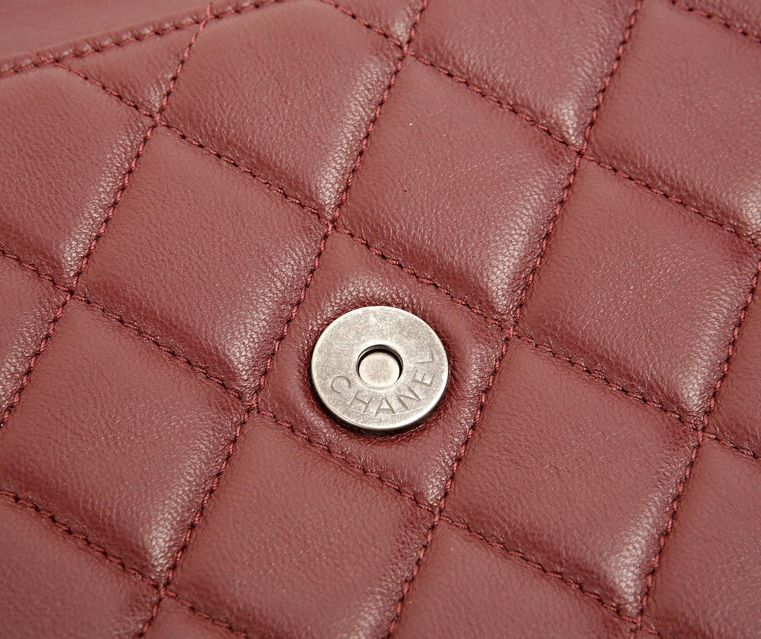 Women's Chanel Bordeaux Leather XL Clutch For Sale